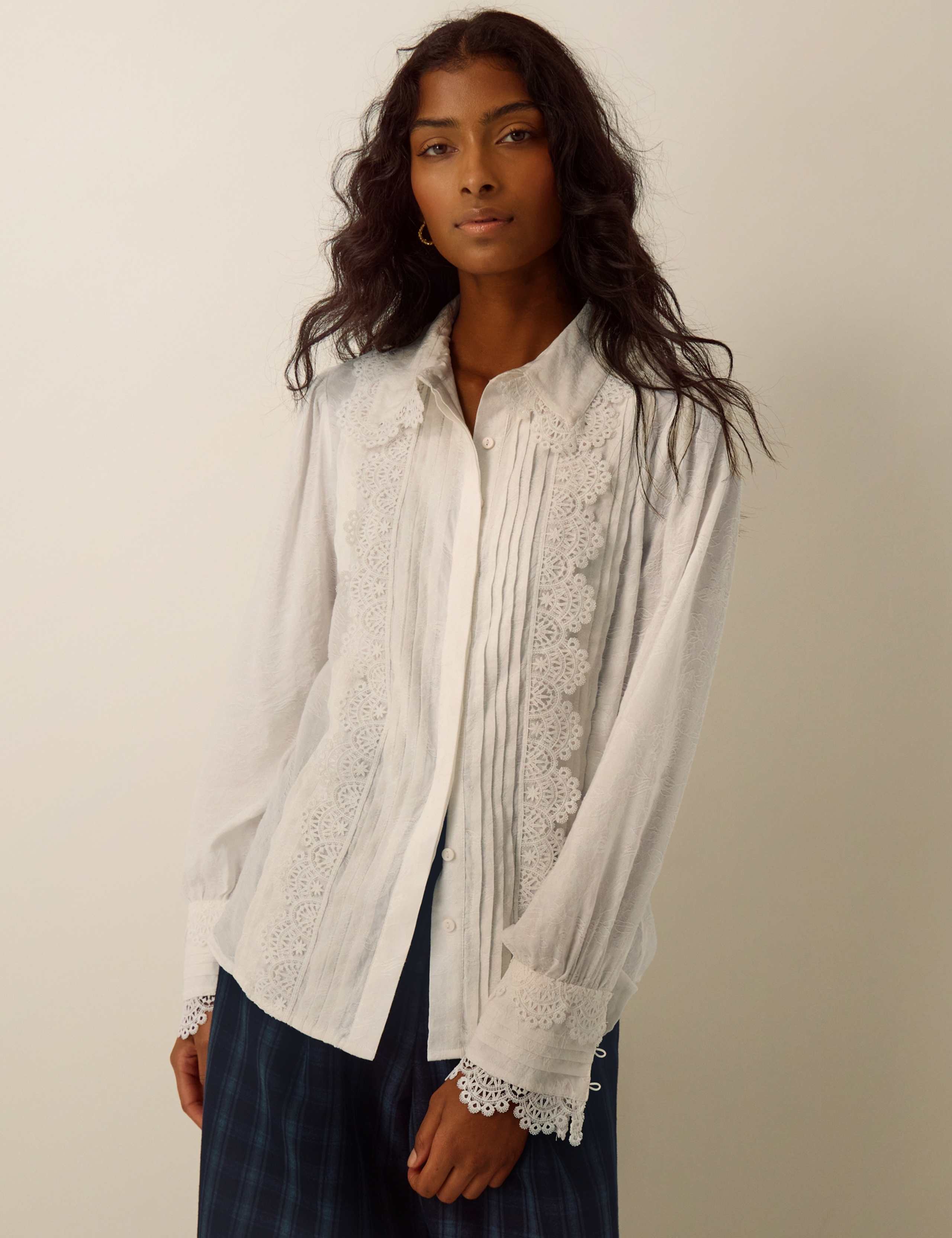 Lace Detail Collared Blouse