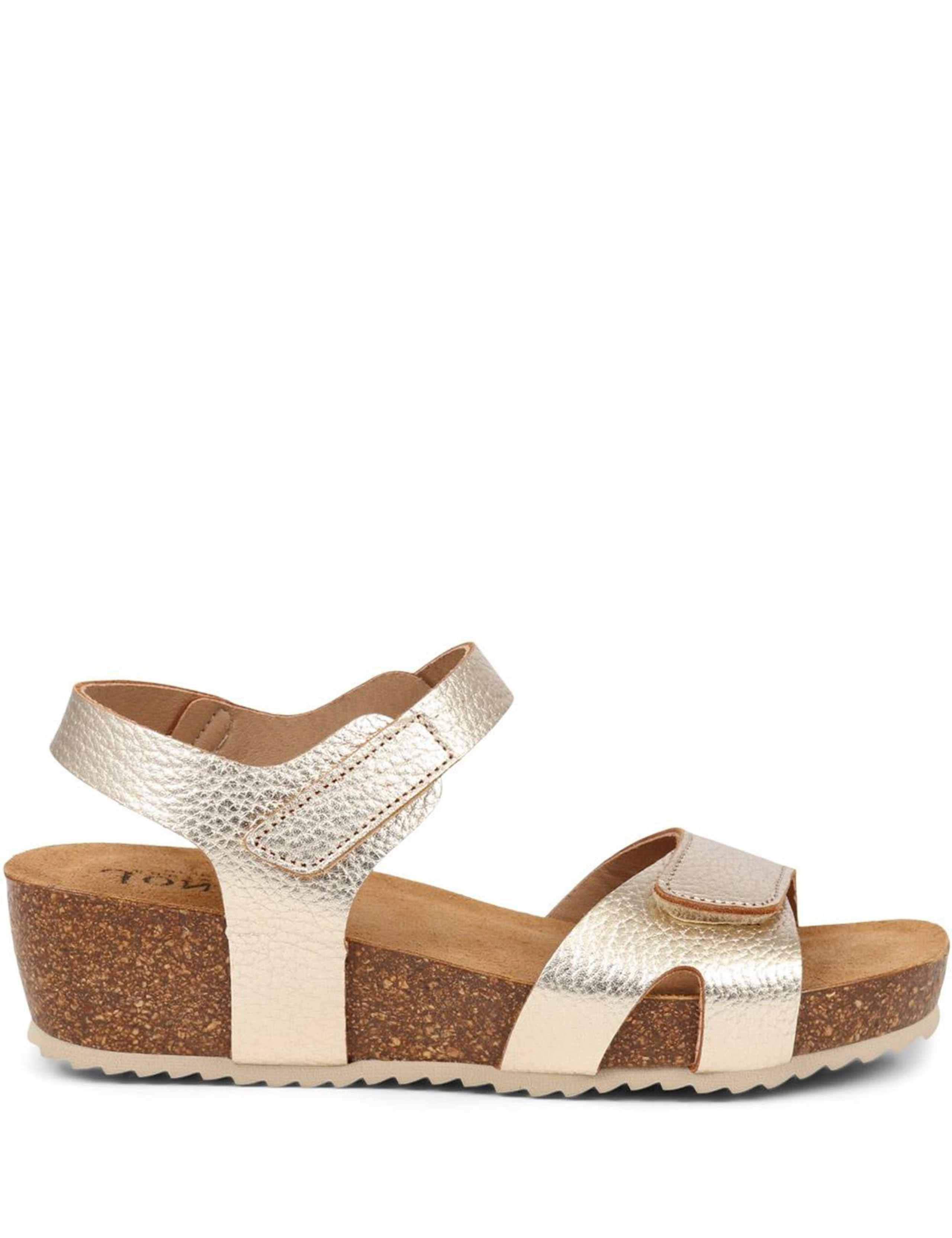 Wide Fit Leather Metallic Flatform Sandals