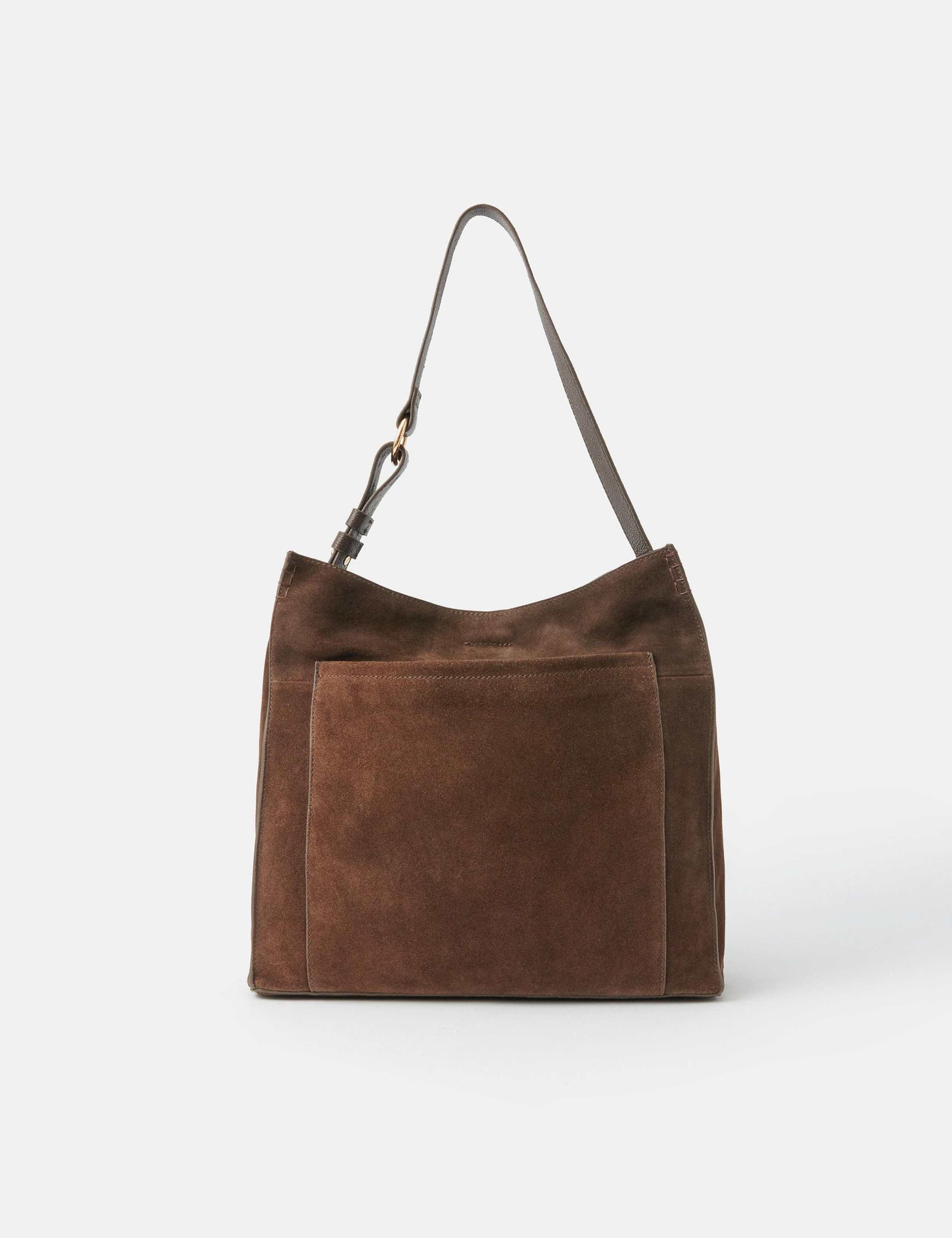 Large Suede Pocket Shoulder Bag