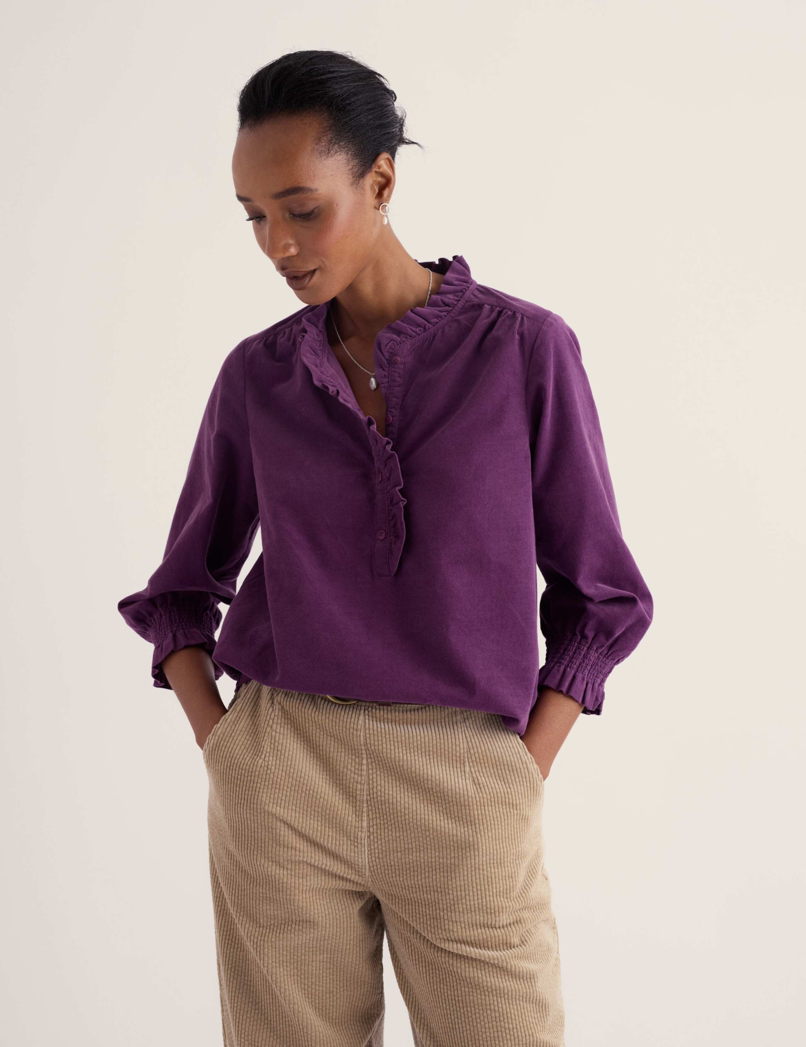 Cord Frill Detail Relaxed Top