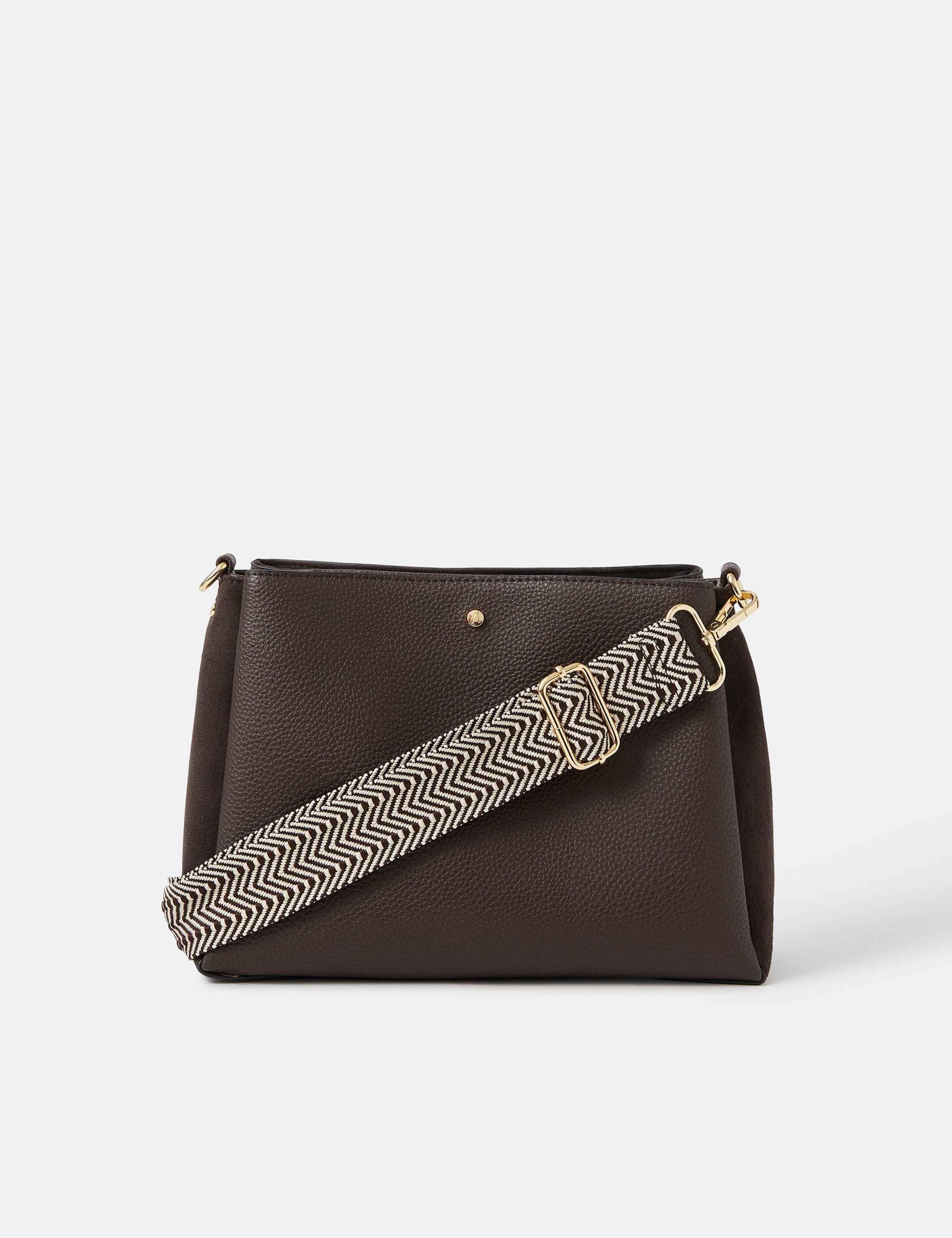 Faux Leather Webbing Strap Cross Body Bag