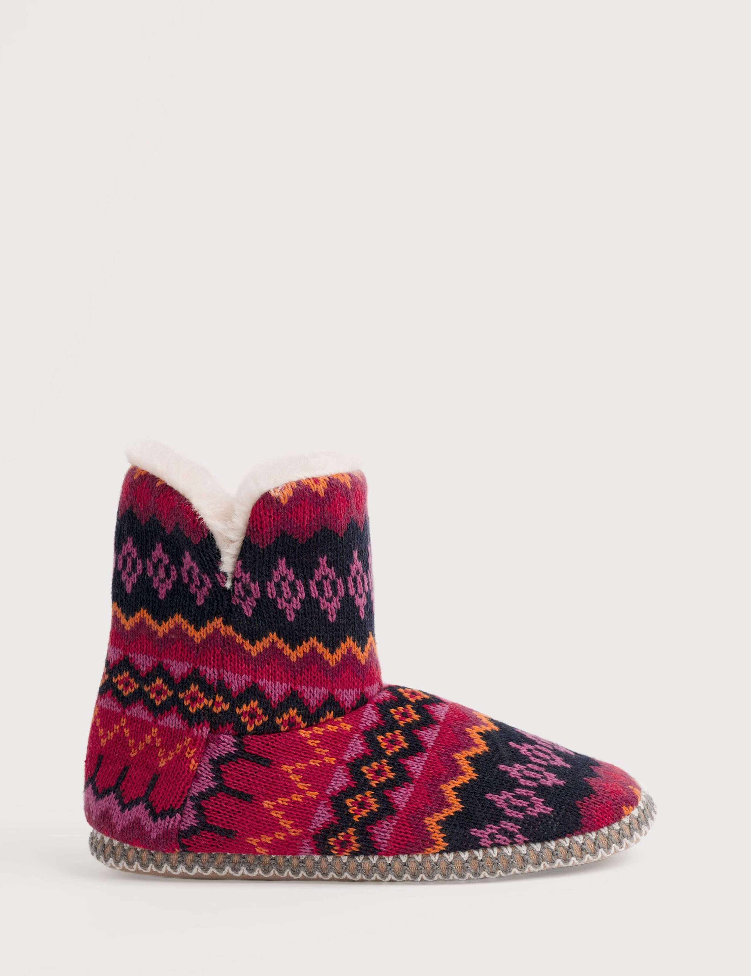 Patterned Slipper Boots with Wool