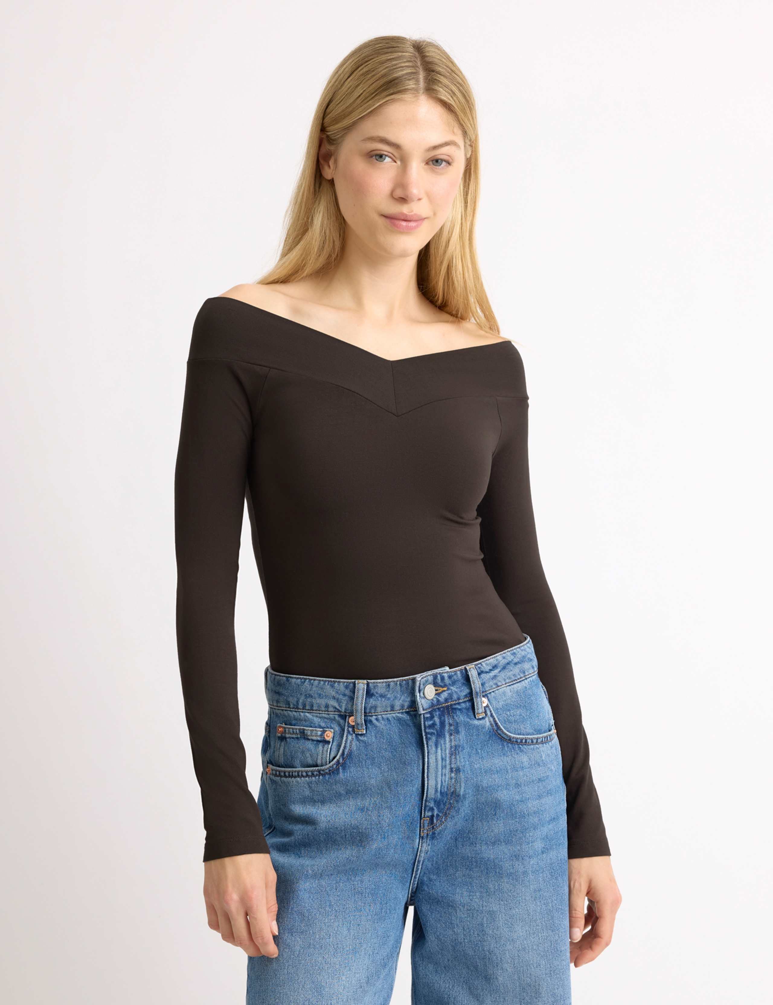 V-Neck Bardot Top