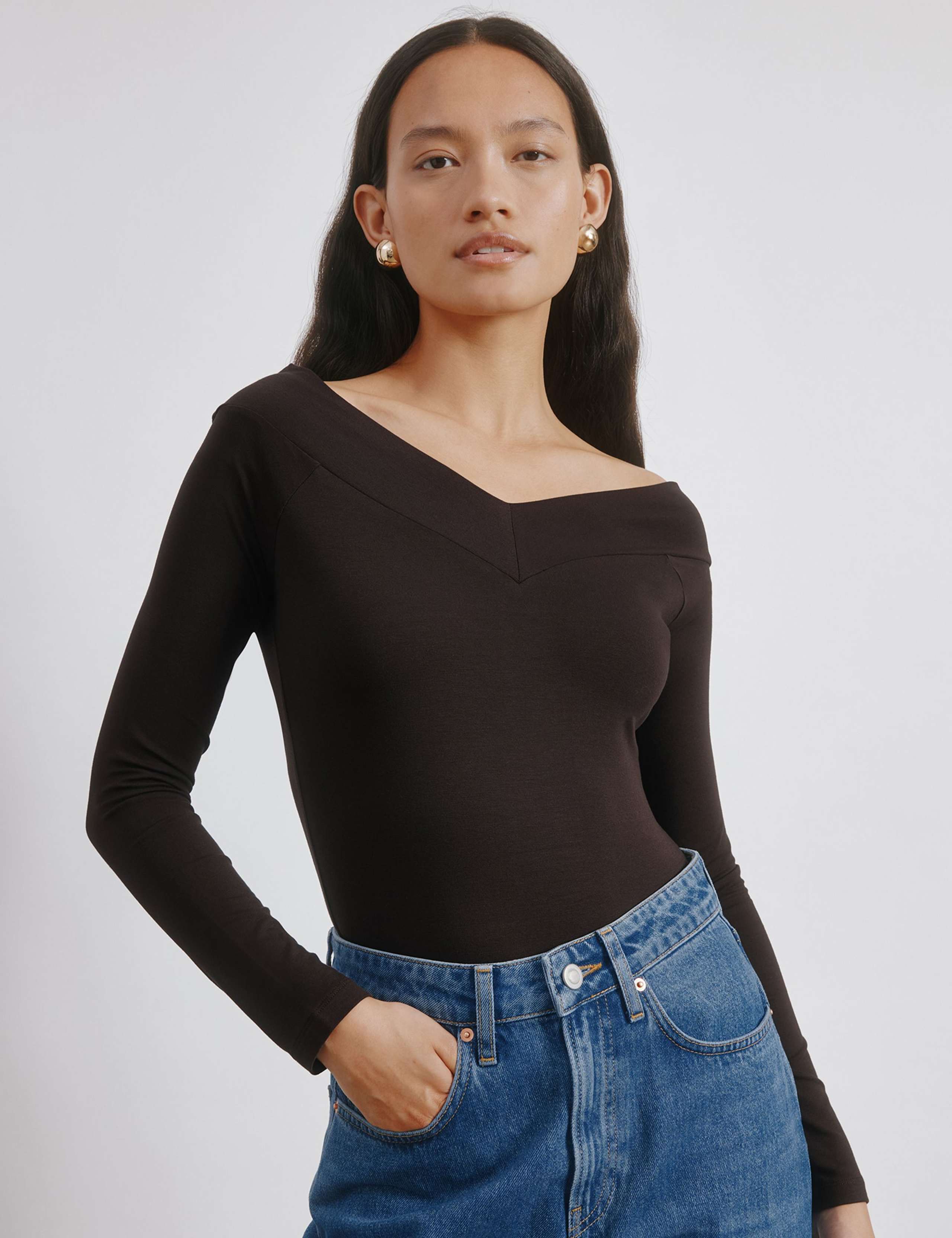 V-Neck Bardot Top