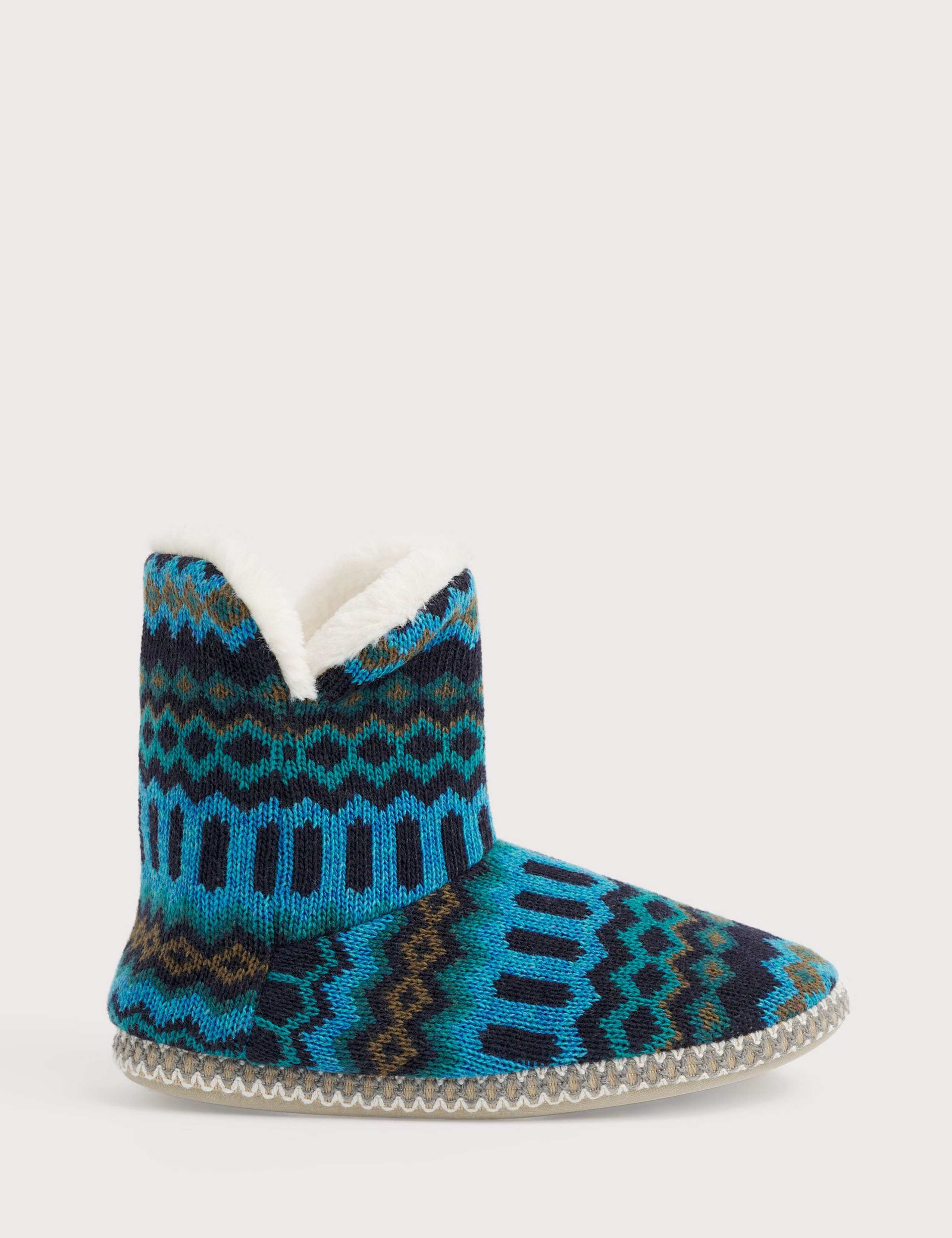 Fair Isle Knitted Slipper Boots