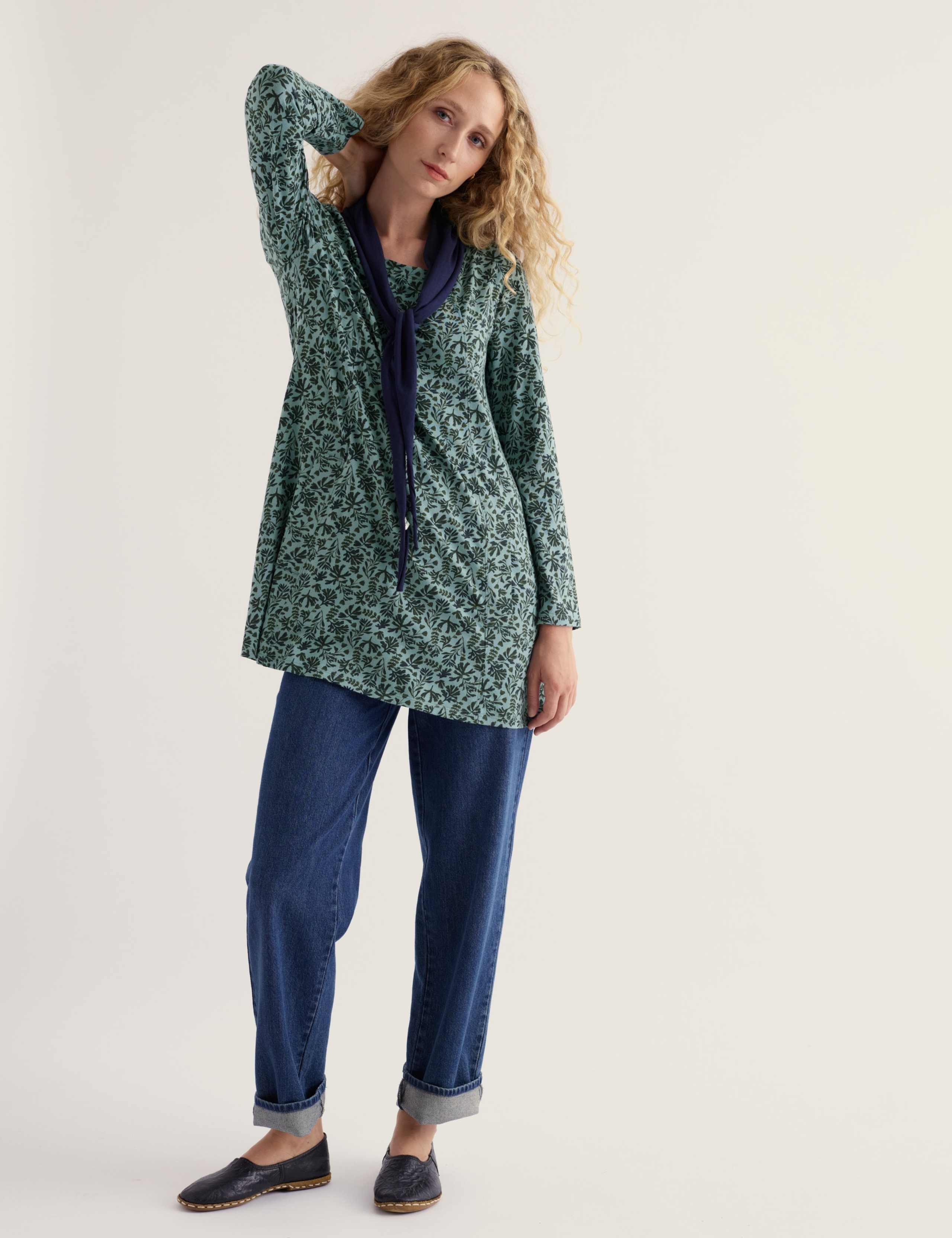 Cotton Rich Jersey Floral Relaxed Tunic