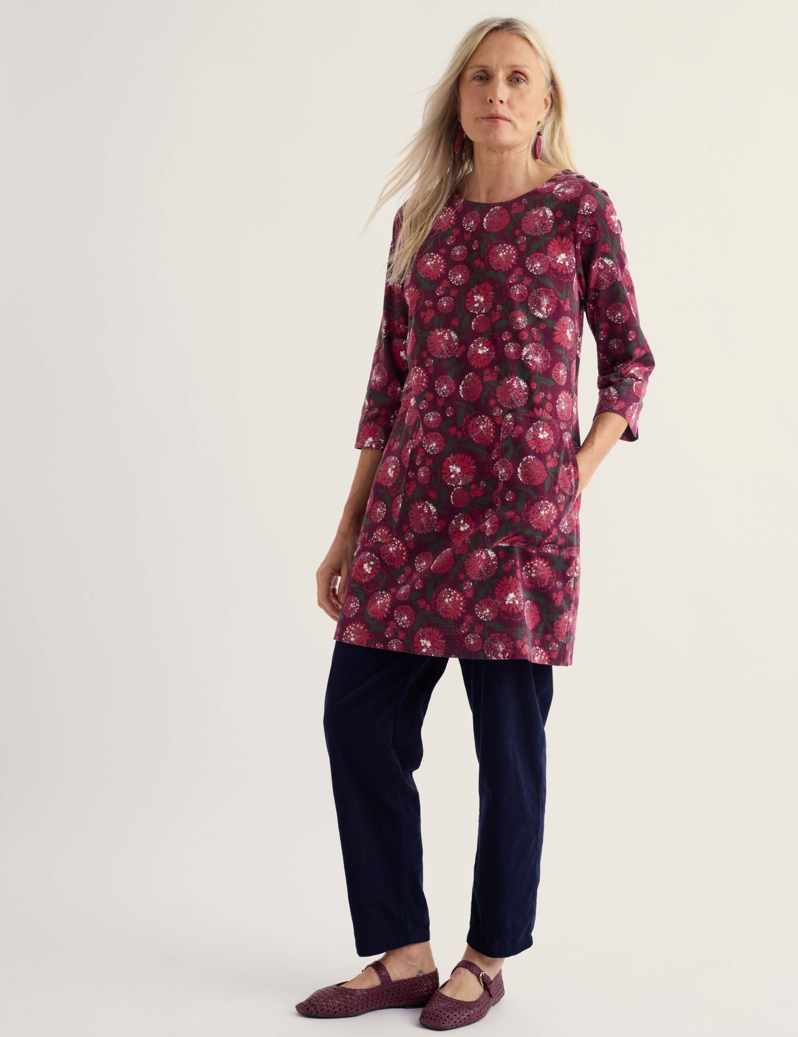 Pure Cotton Floral Print Relaxed Tunic