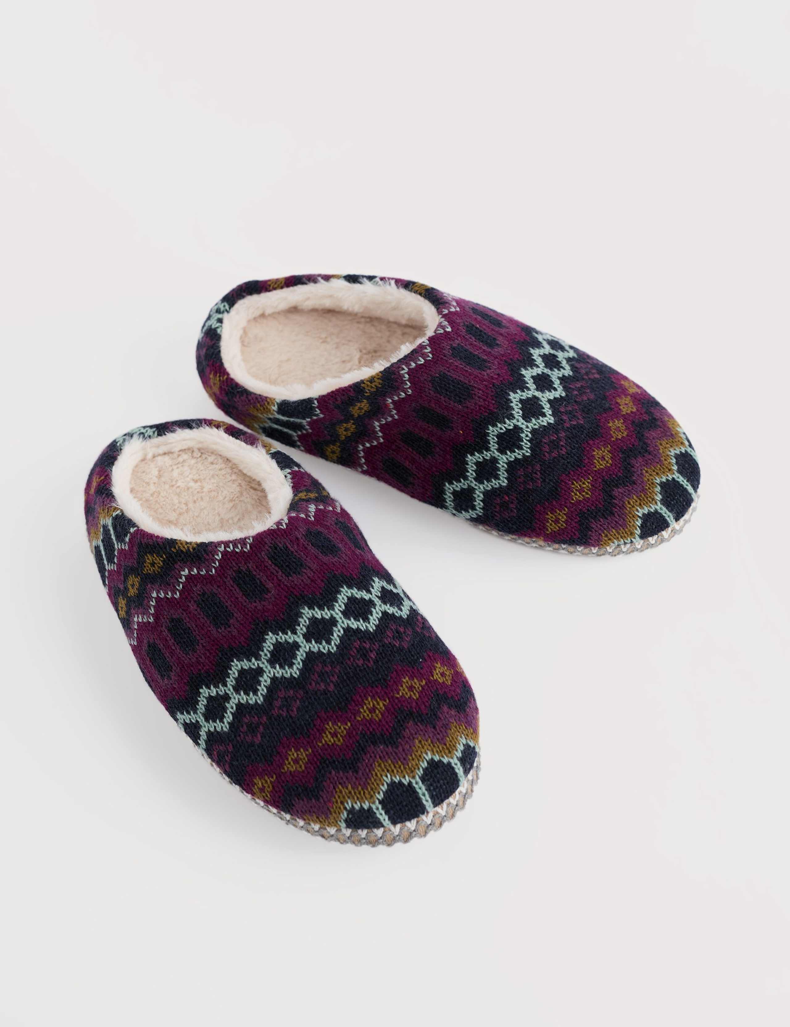Faux Shearling Patterned Mule Slippers