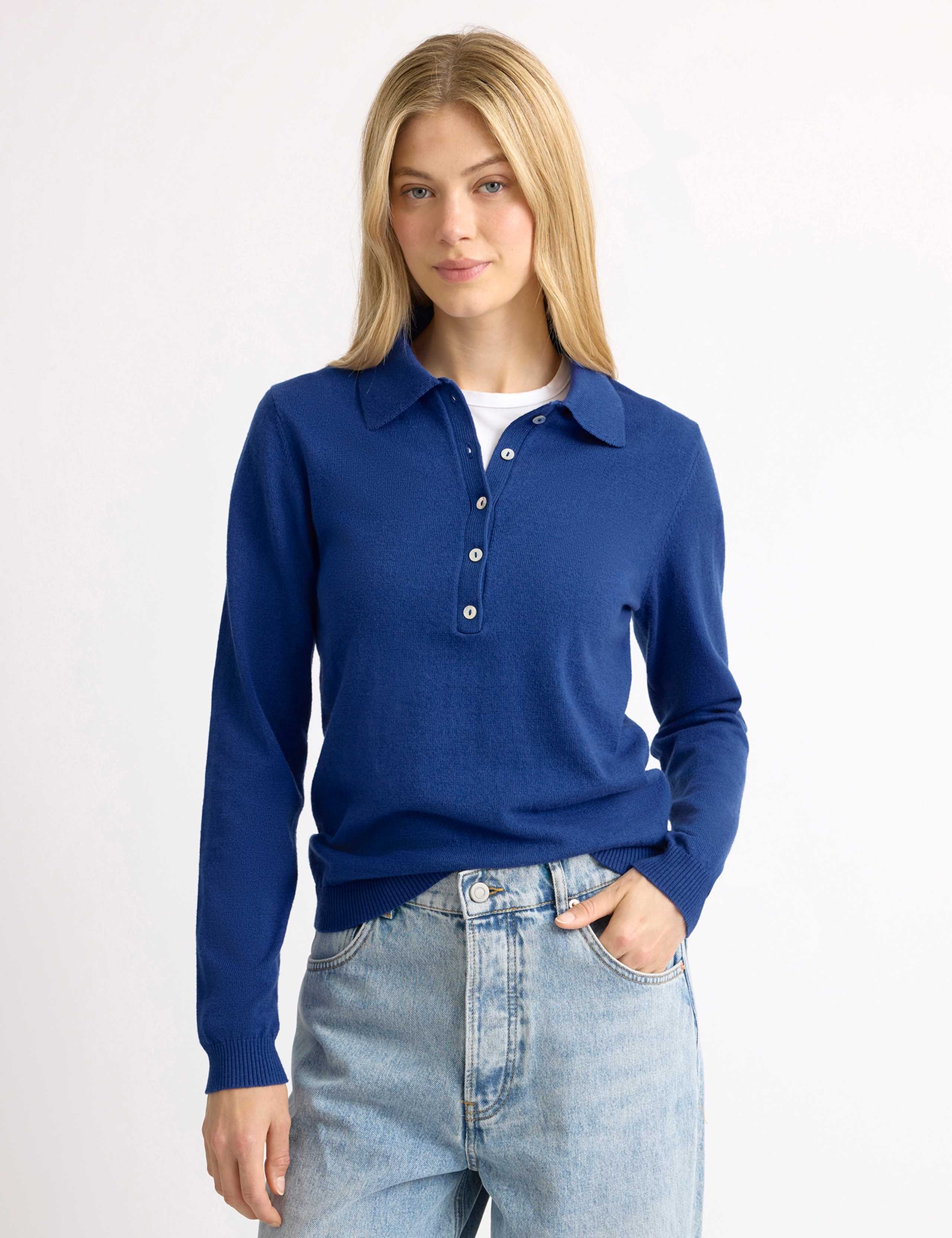 Cotton Blend Textured Top with Wool
