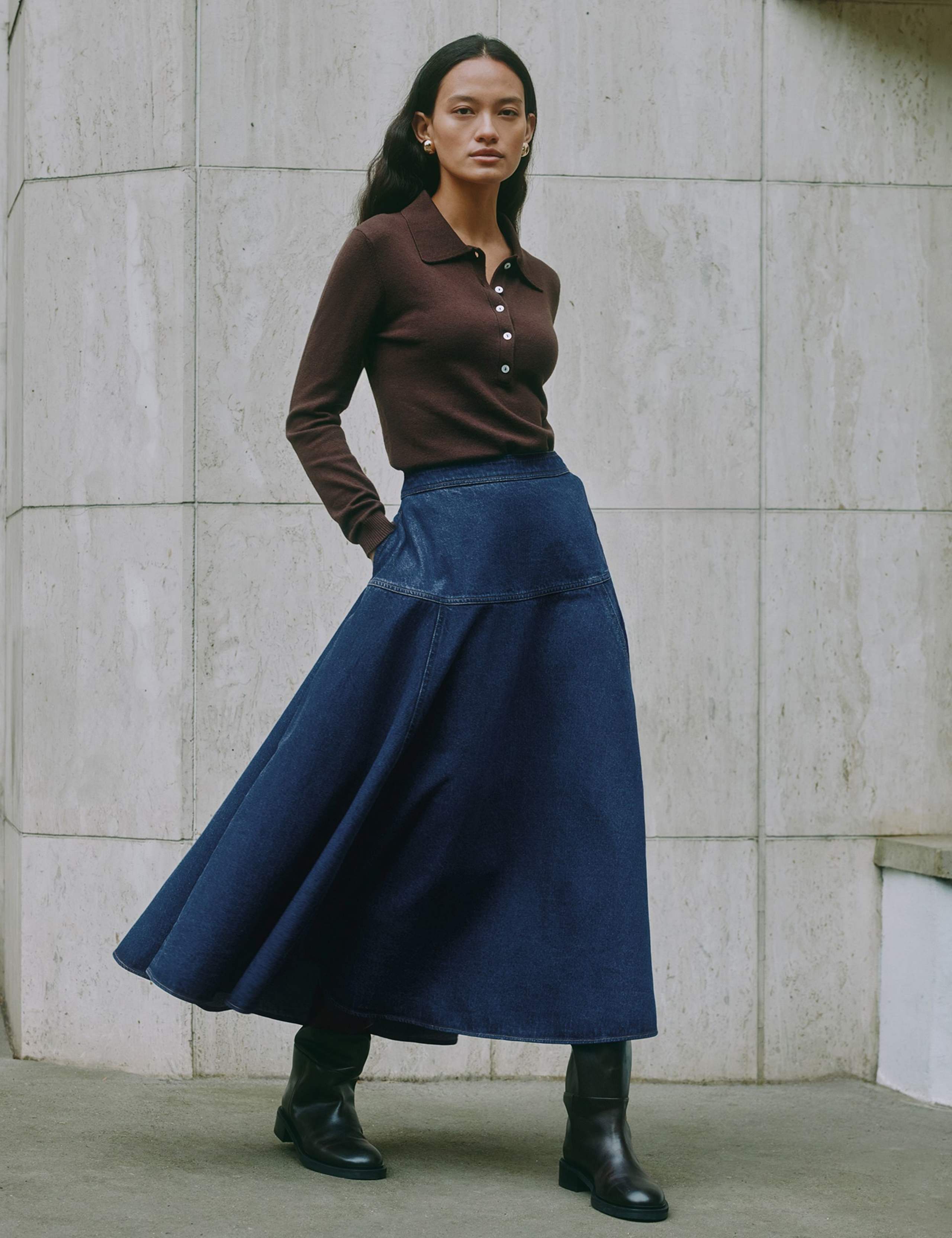 Cotton Blend Textured Top with Wool