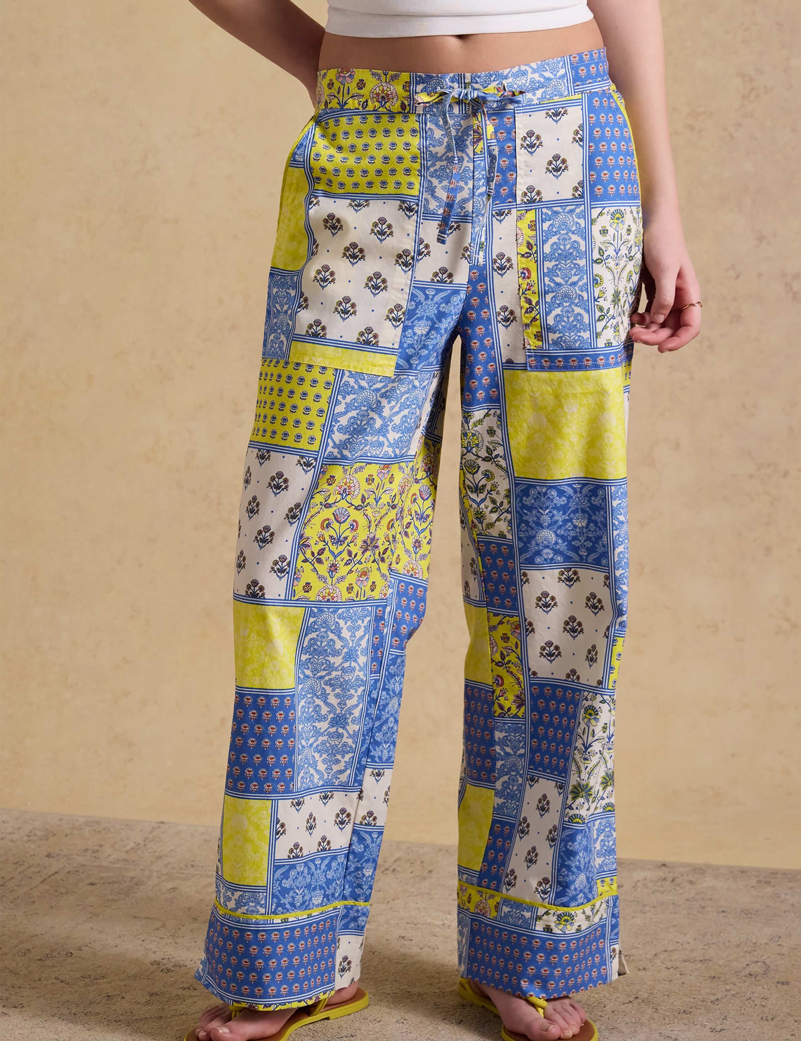 Pure Cotton Printed Wide Leg Trousers