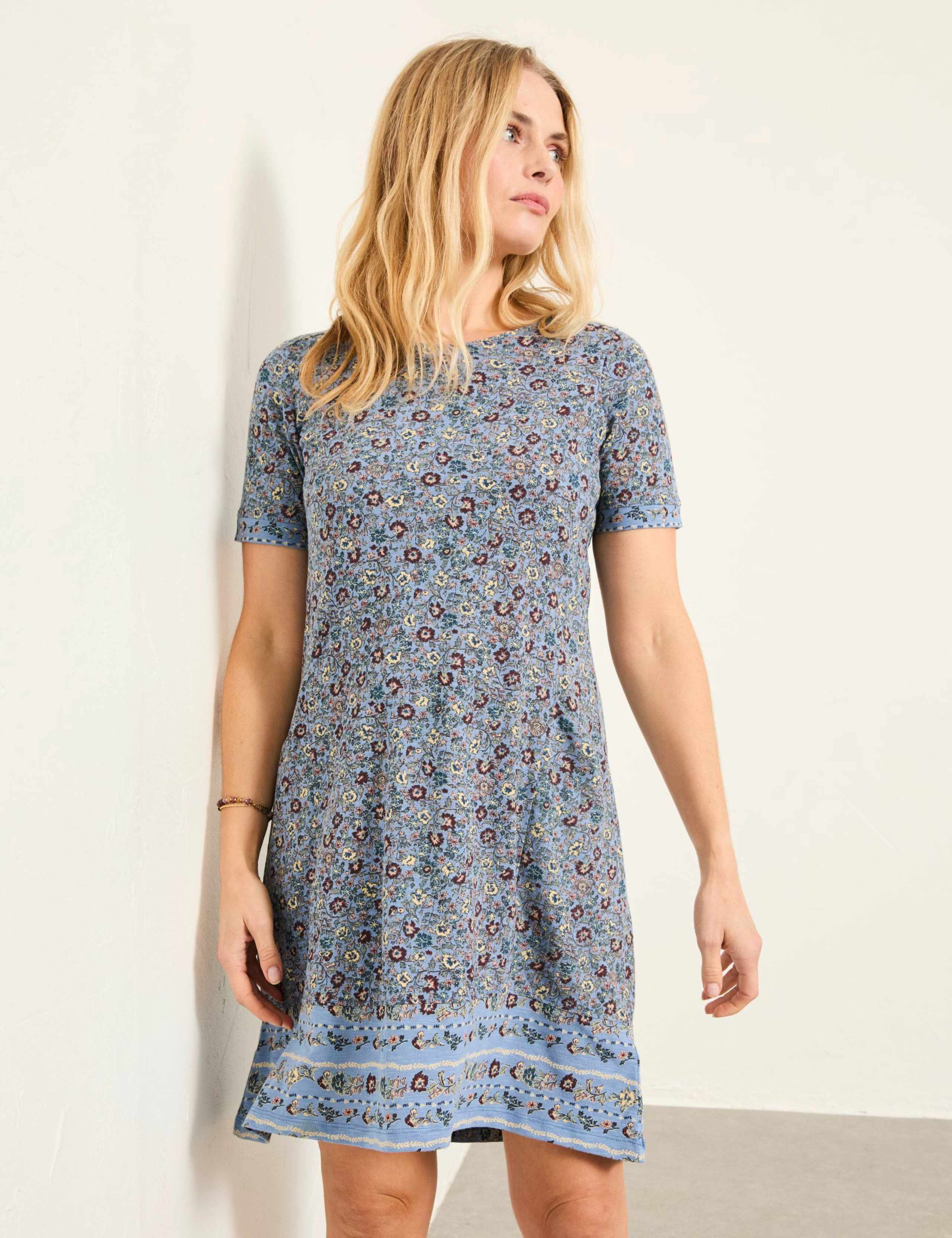 Cotton Rich Jersey Floral Mini Shift Dress