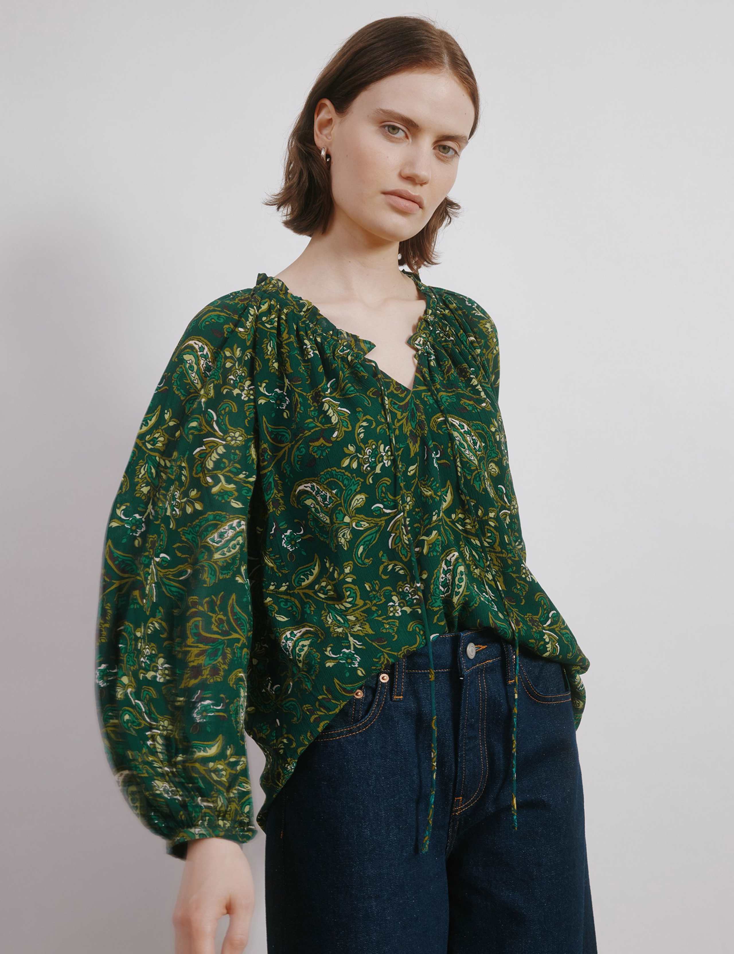 Paisley Tie Neck Top