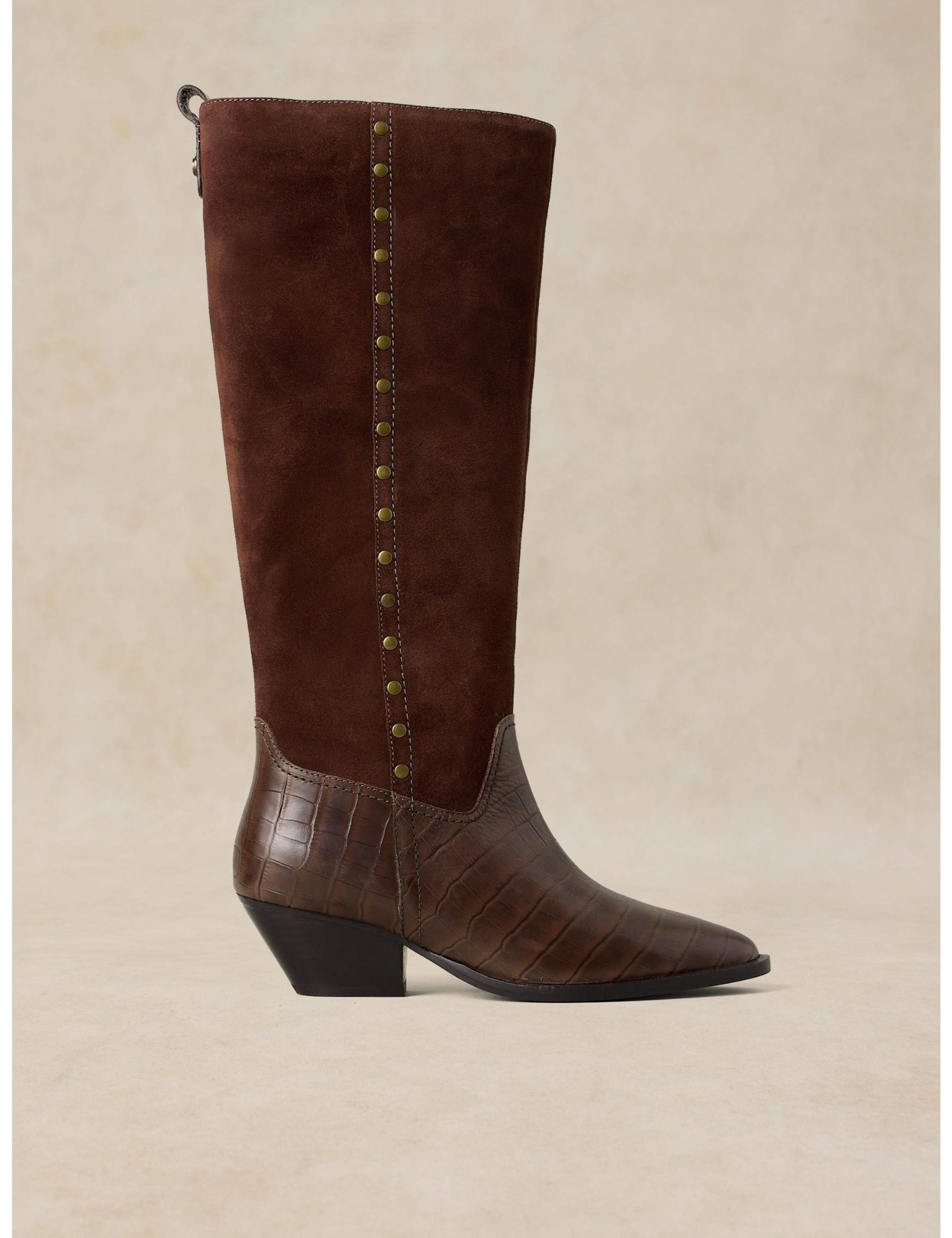 Janie Leather Western Knee High Boots