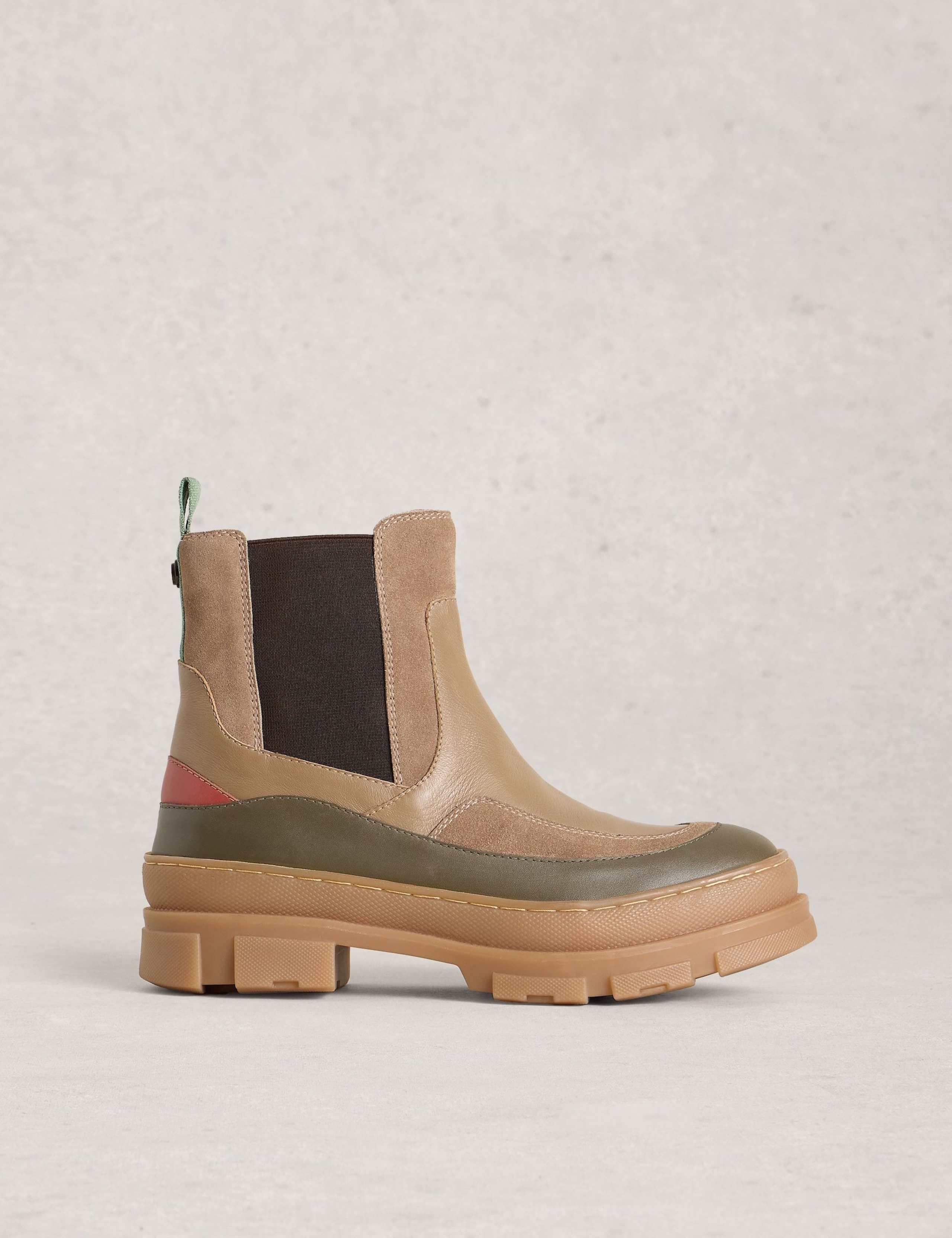 Leather Chelsea Colour Block Boots