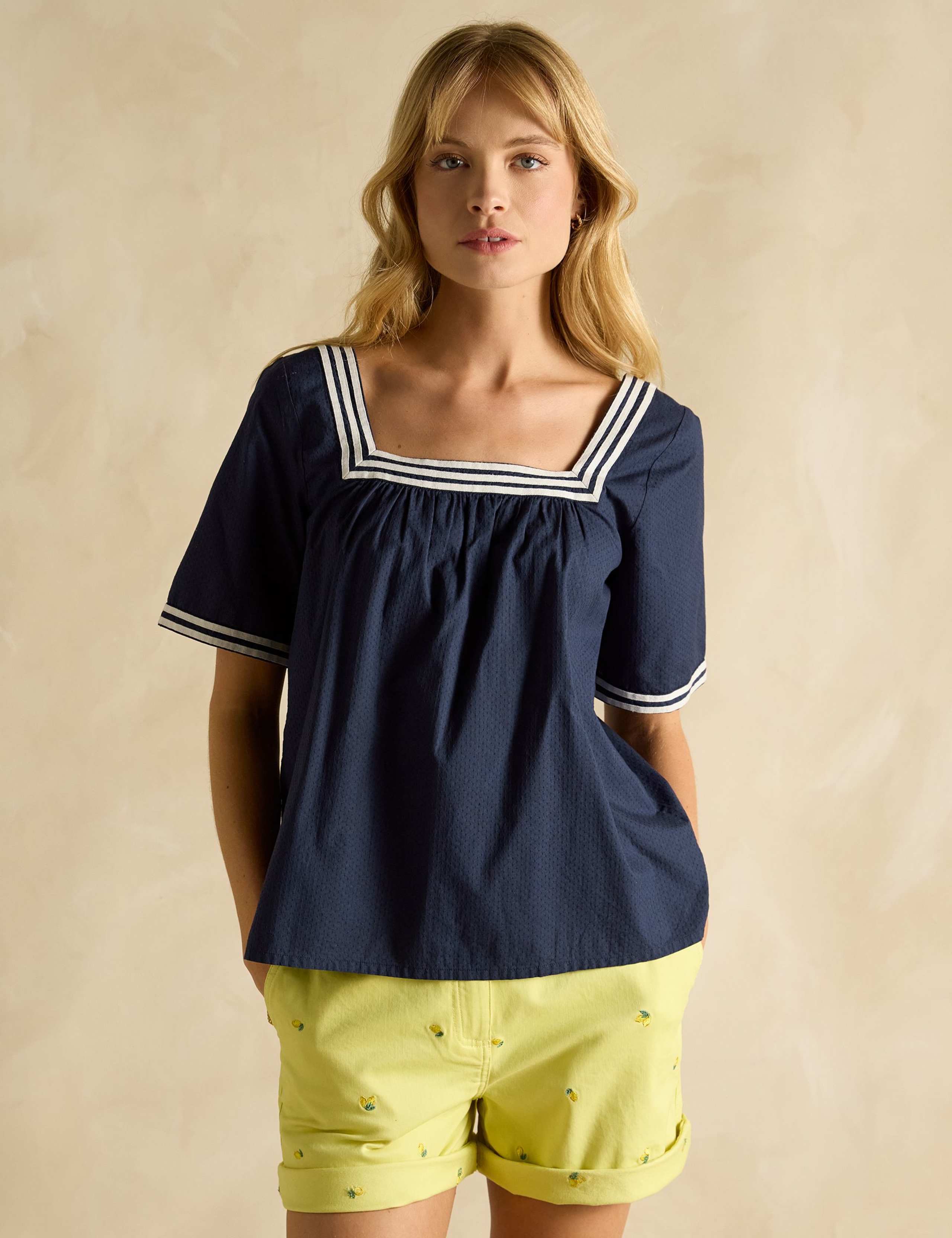Pure Cotton Square Neck Top