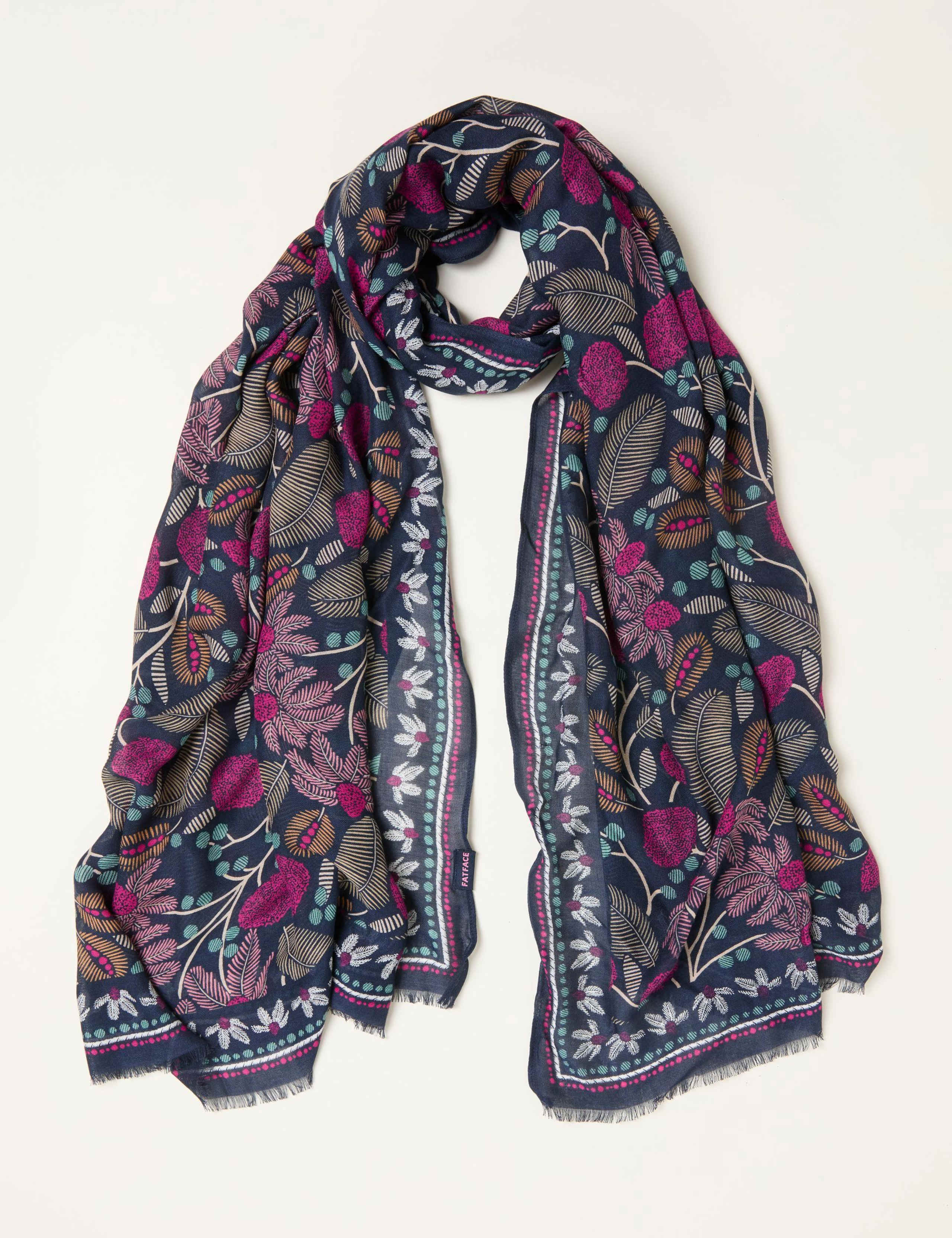 Woven Leaf Print Scarf