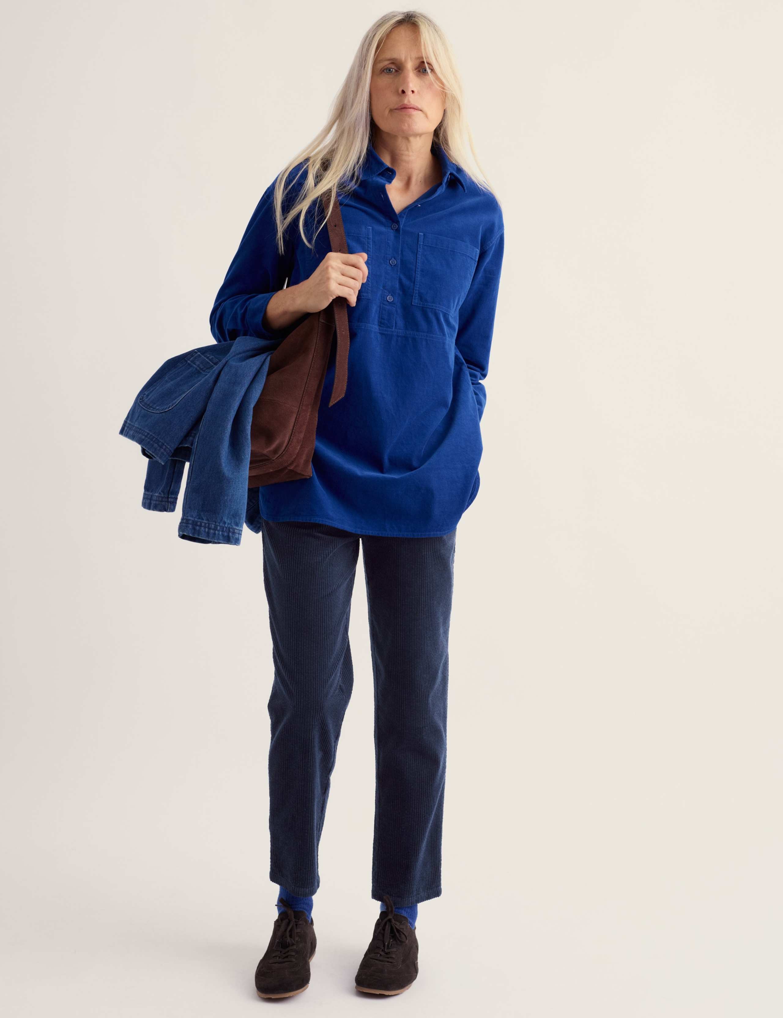 Pure Cotton Cord Oversized Collared Tunic
