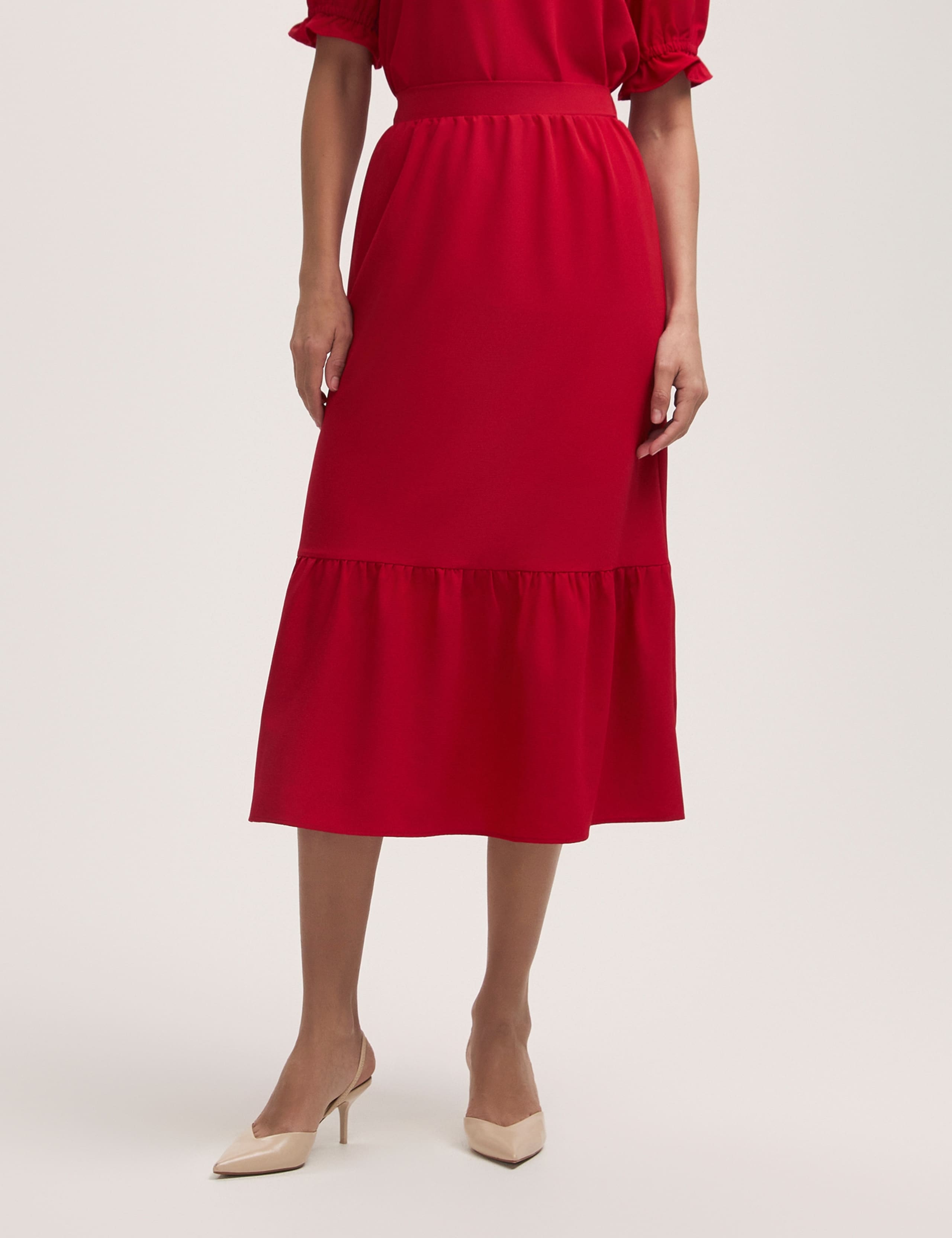Crepe Midi Tiered Skirt