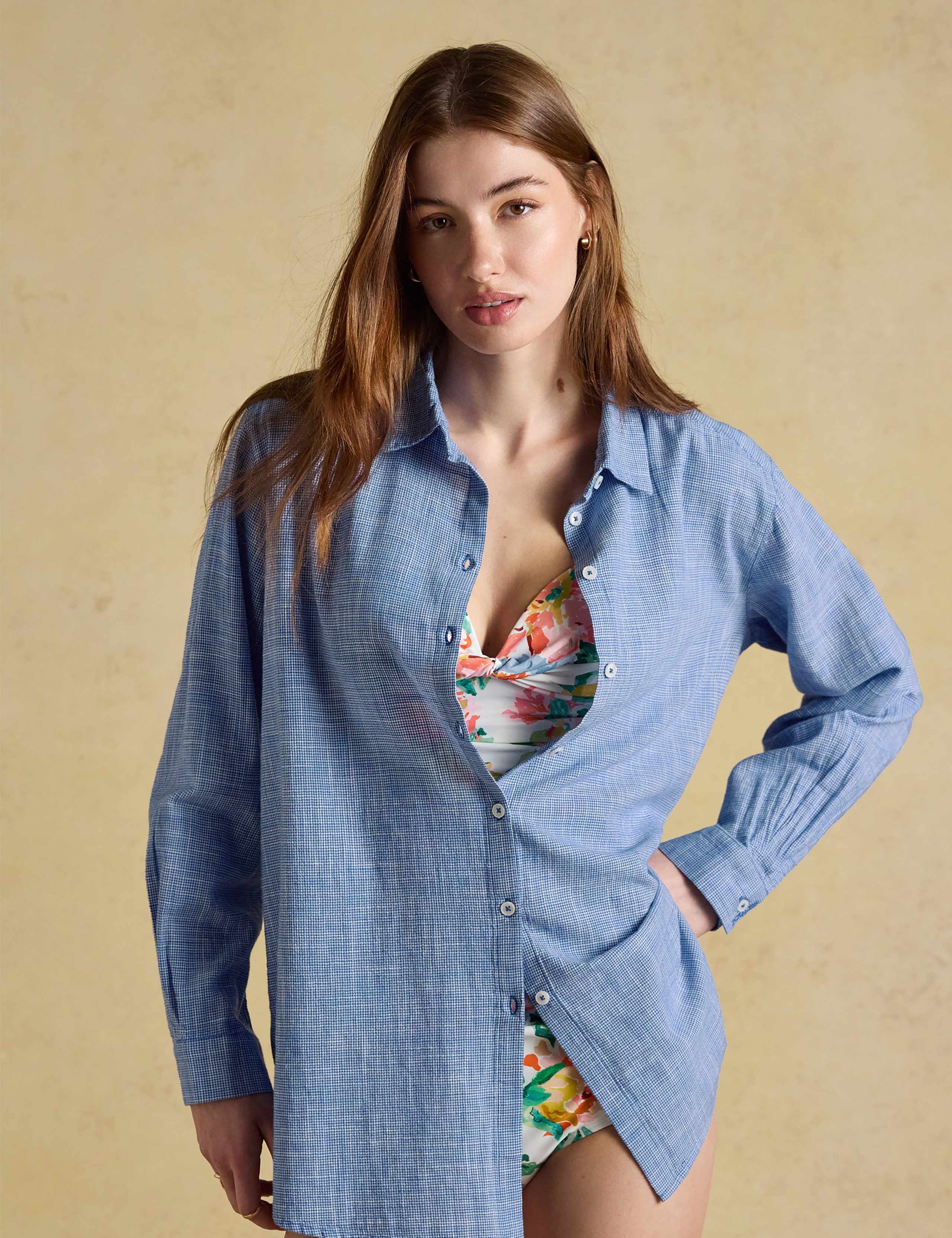 Pure Cotton Checked Longline Shirt