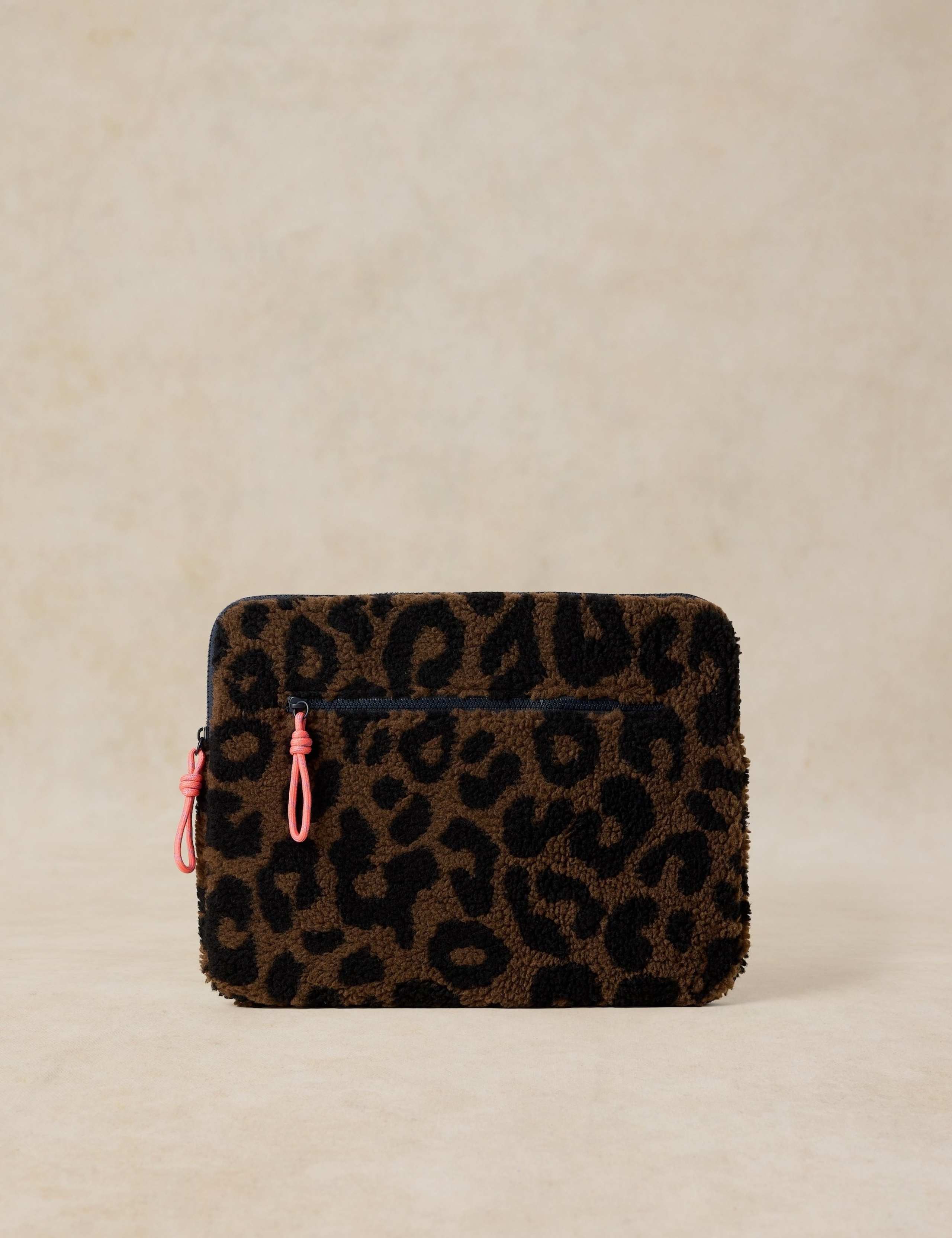 Faux Shearling Animal Print Laptop Bag