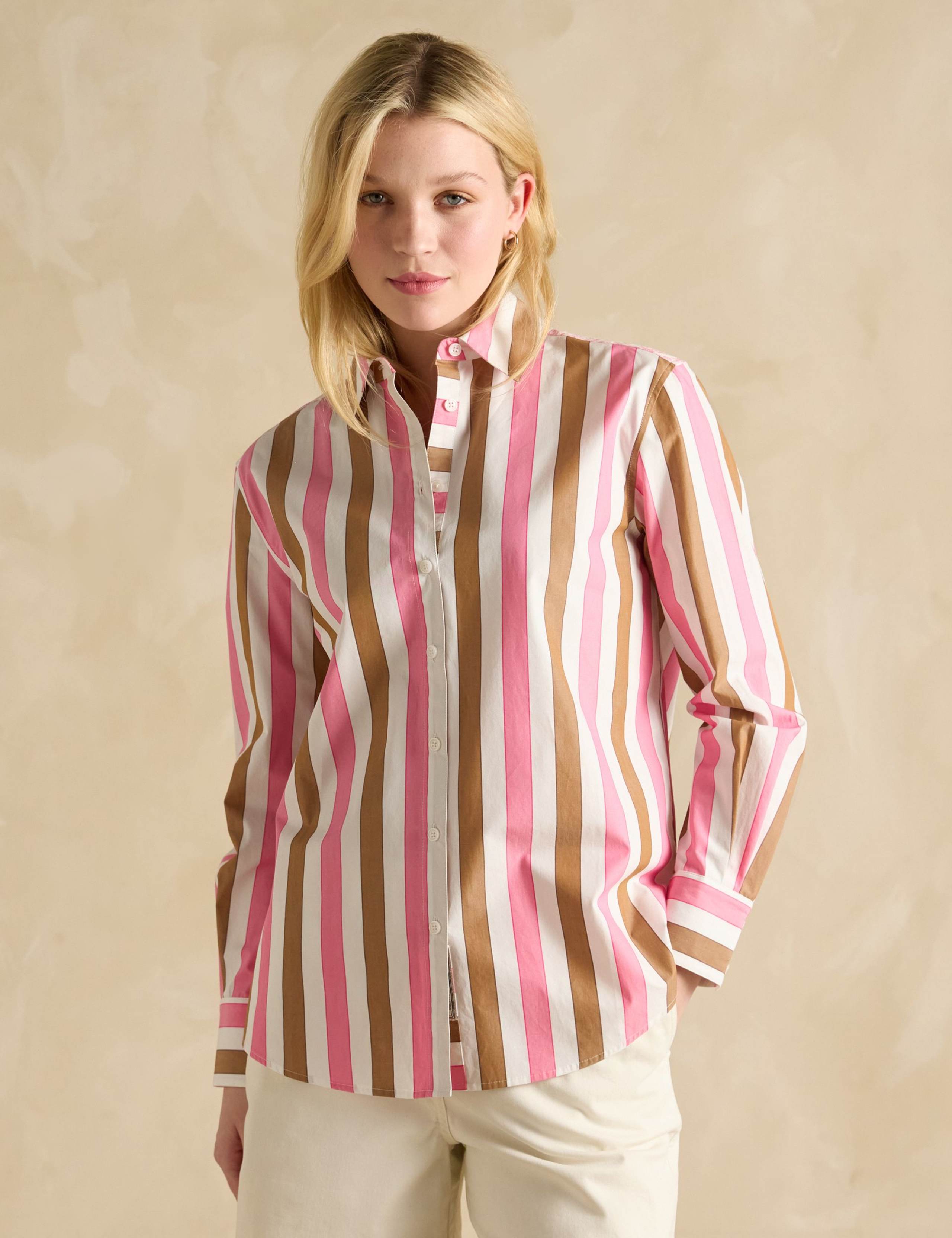 Pure Cotton Striped Collared Relaxed Shirt