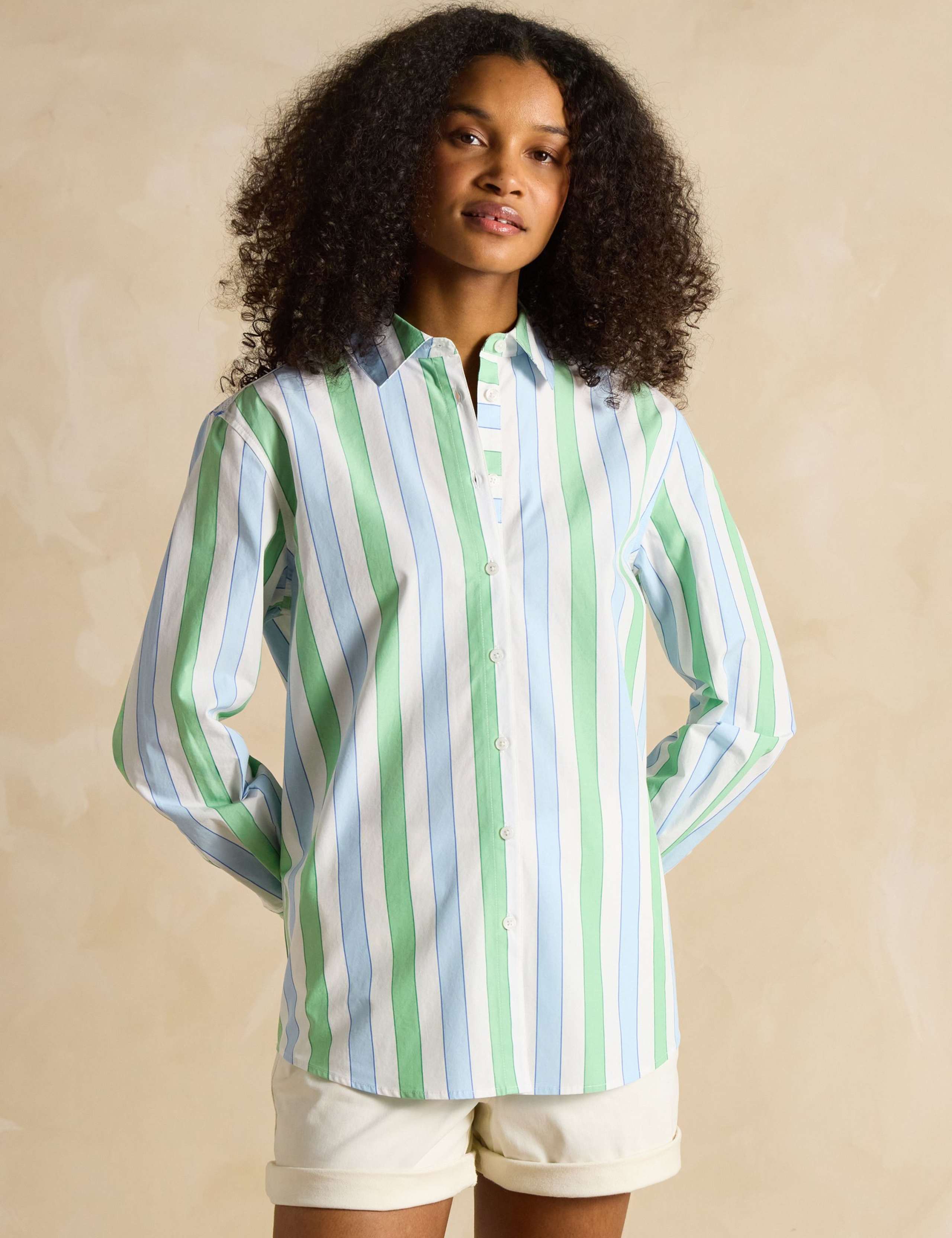 Pure Cotton Striped Collared Relaxed Shirt