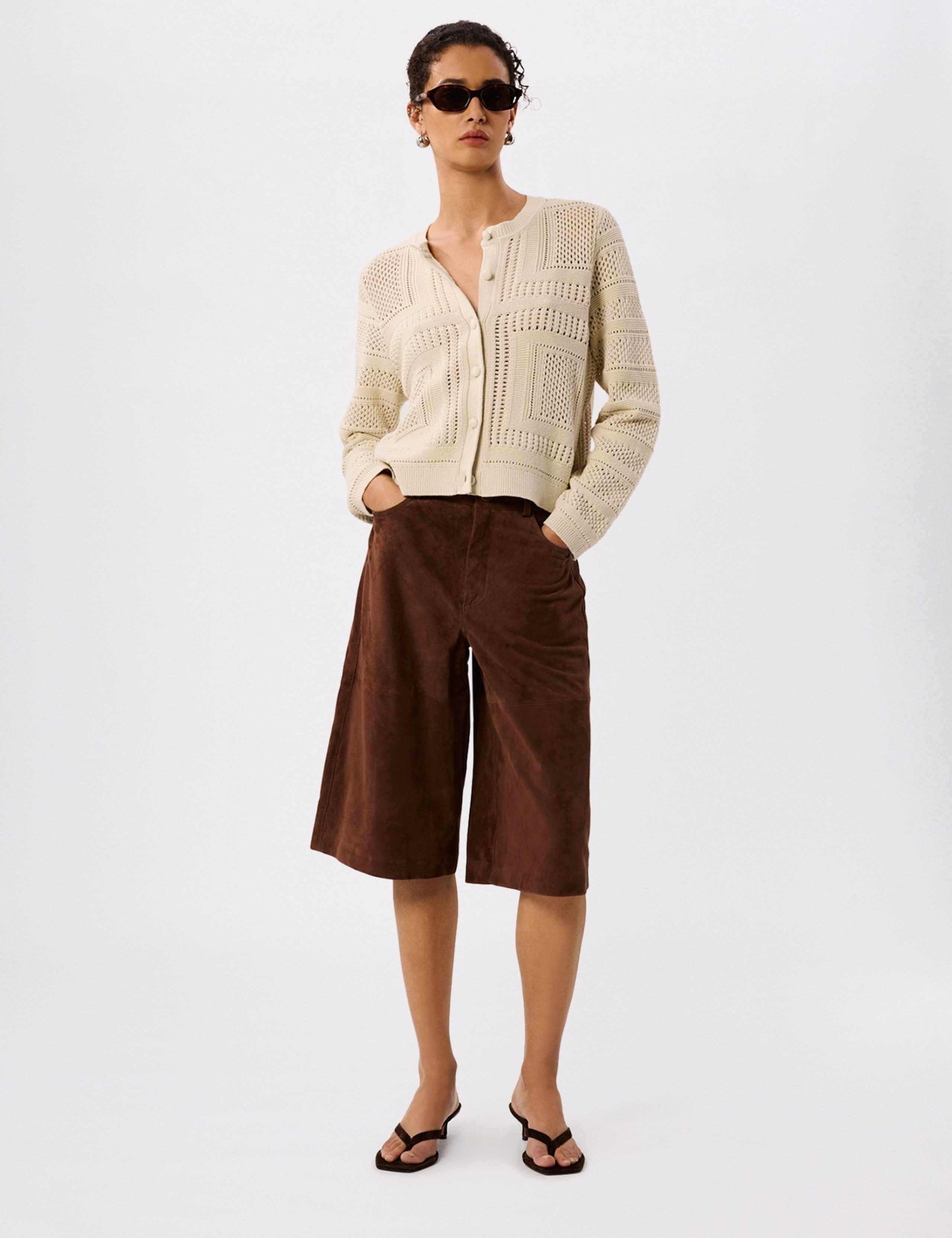 Pure Cotton Open Knit Button Front Cardigan