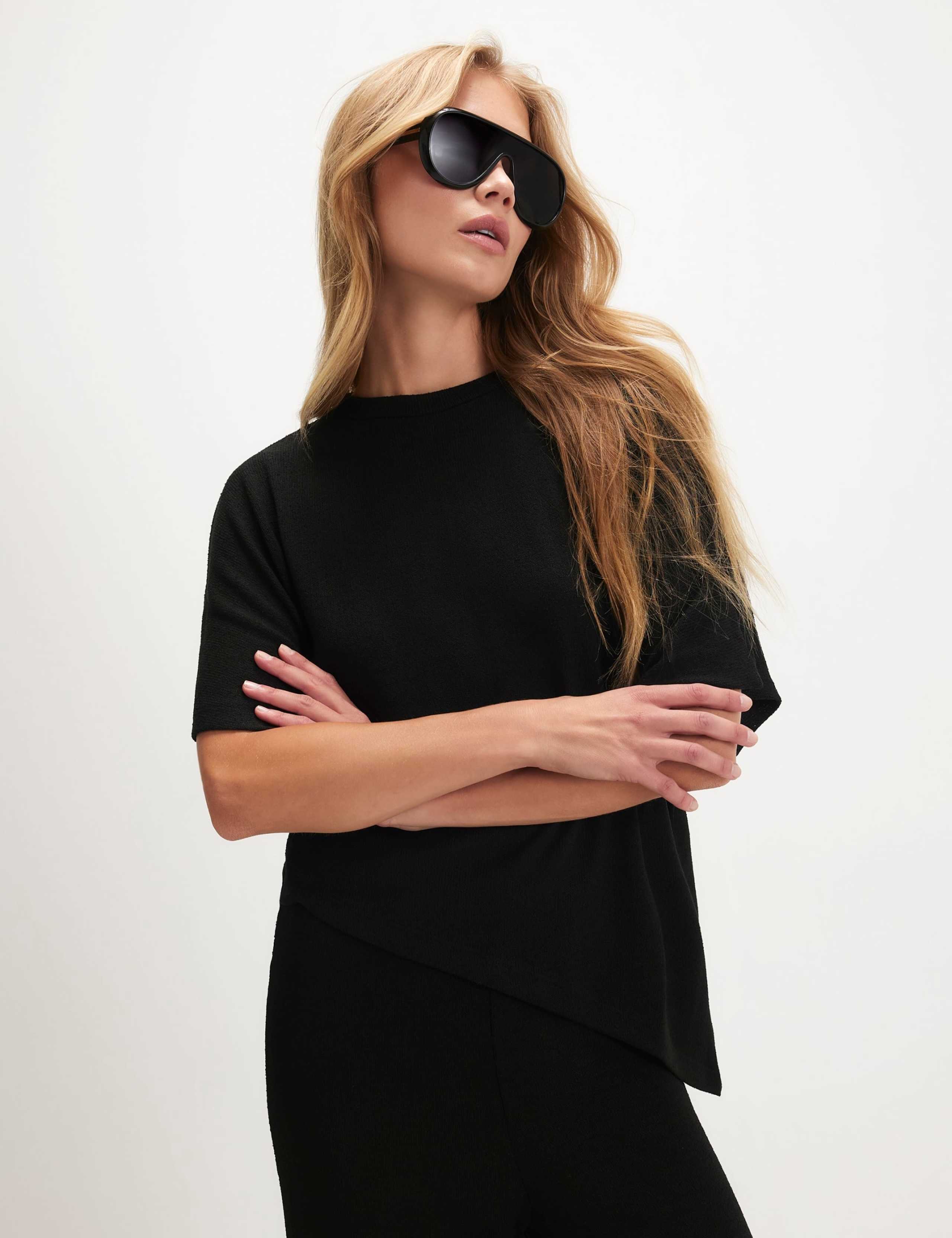 Pure Cotton Asymmetric Batwing T-Shirt