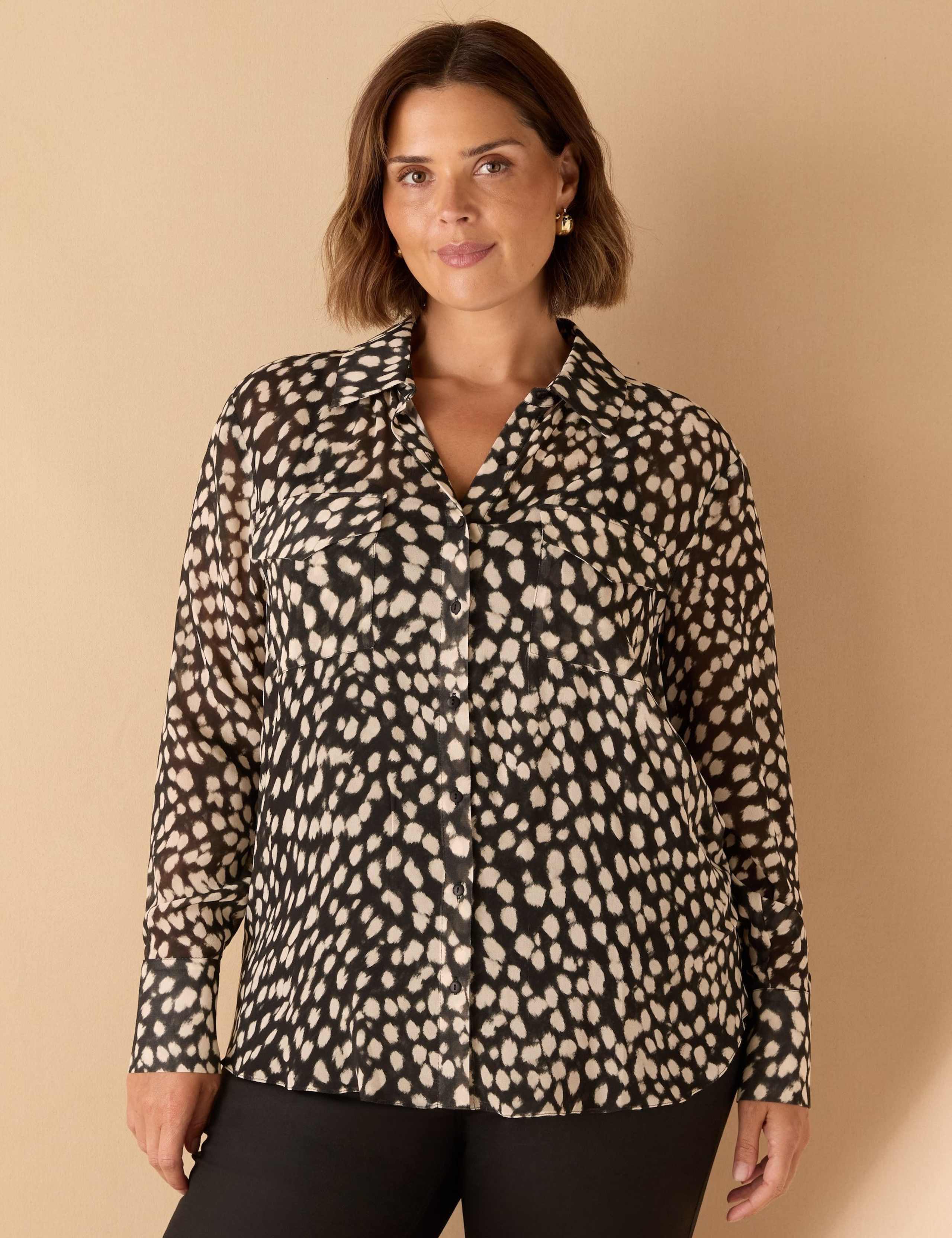 Sheer Animal Print Flap Pocket Shirt