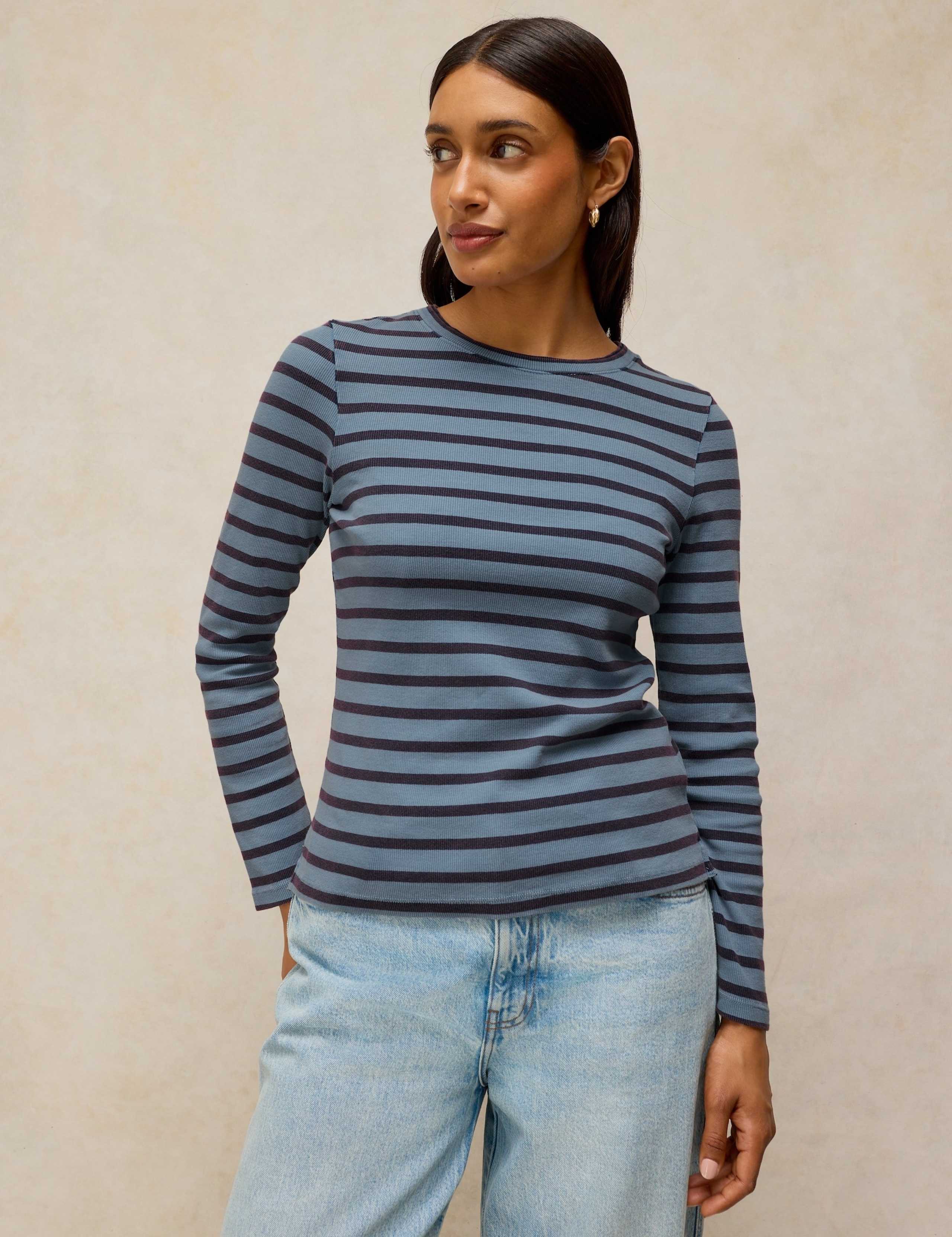 Cotton Rich Striped Crew Neck T-Shirt