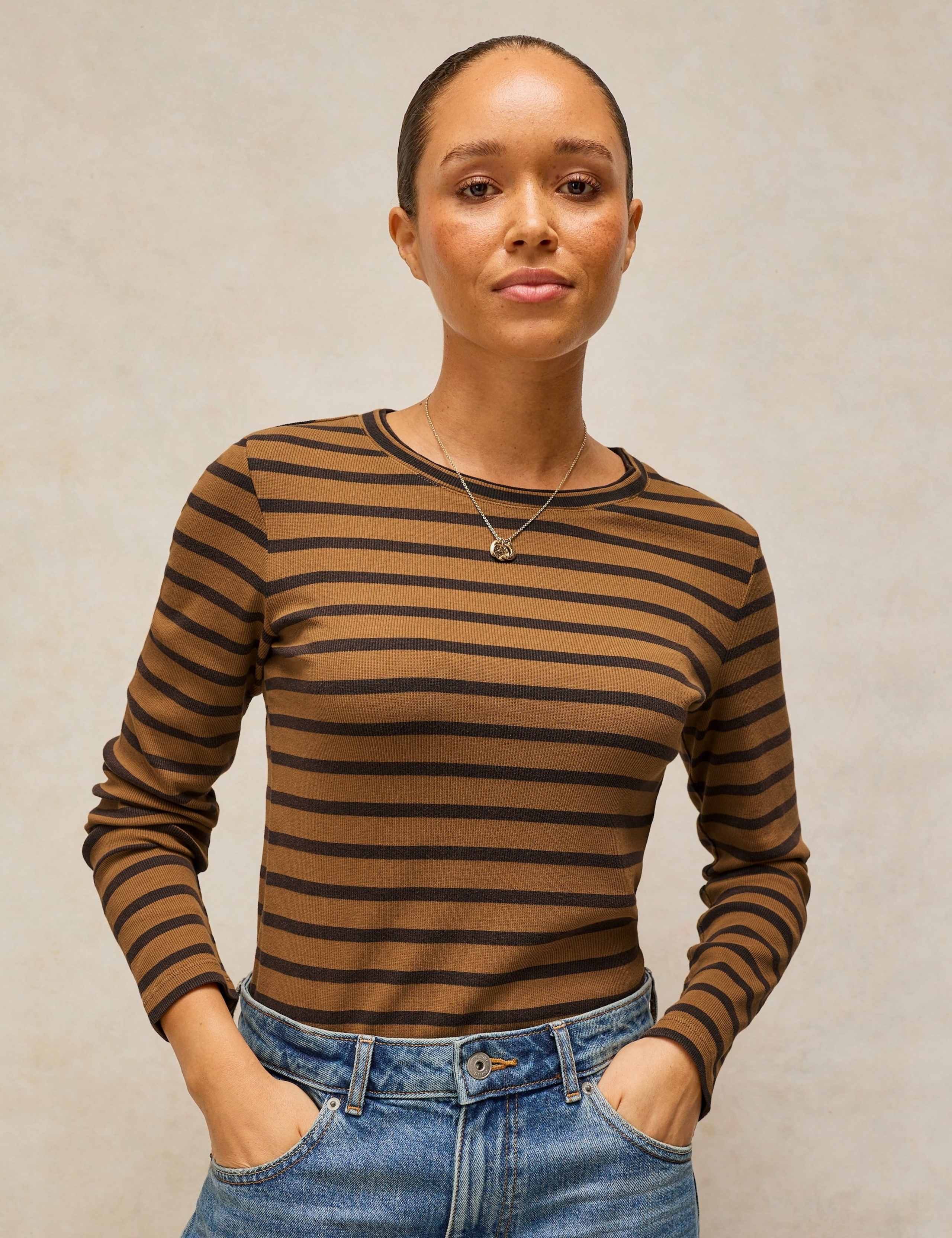 Cotton Rich Striped Crew Neck T-Shirt