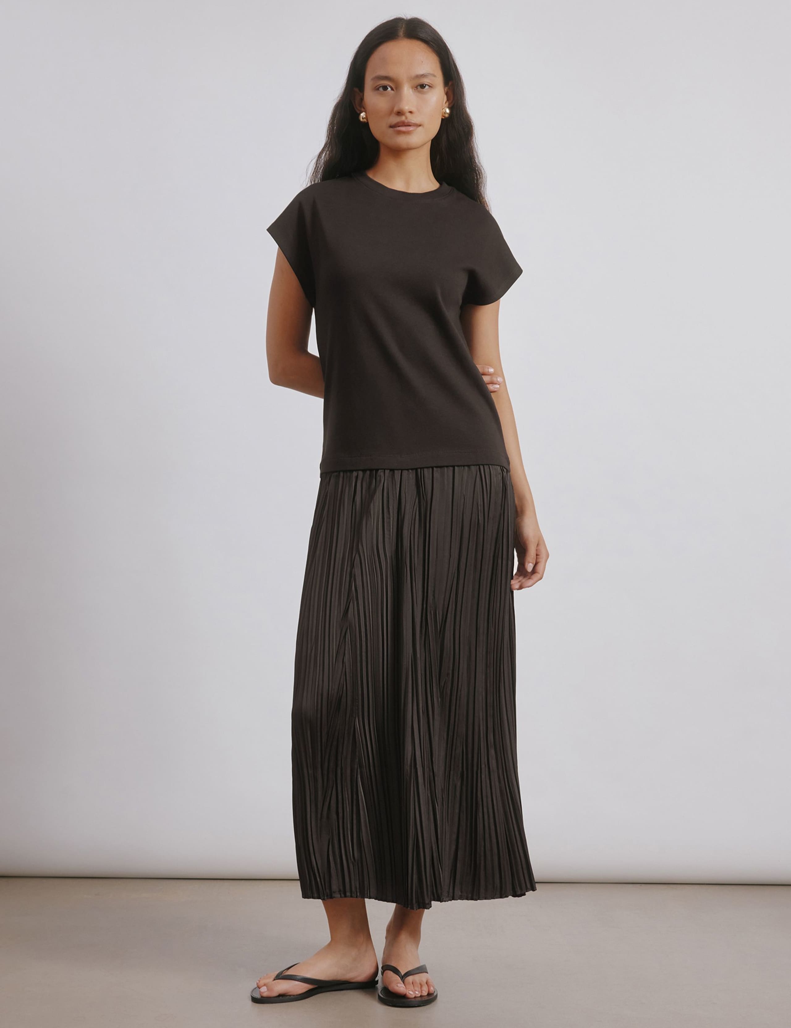 Plisse Midi T-Shirt Dress