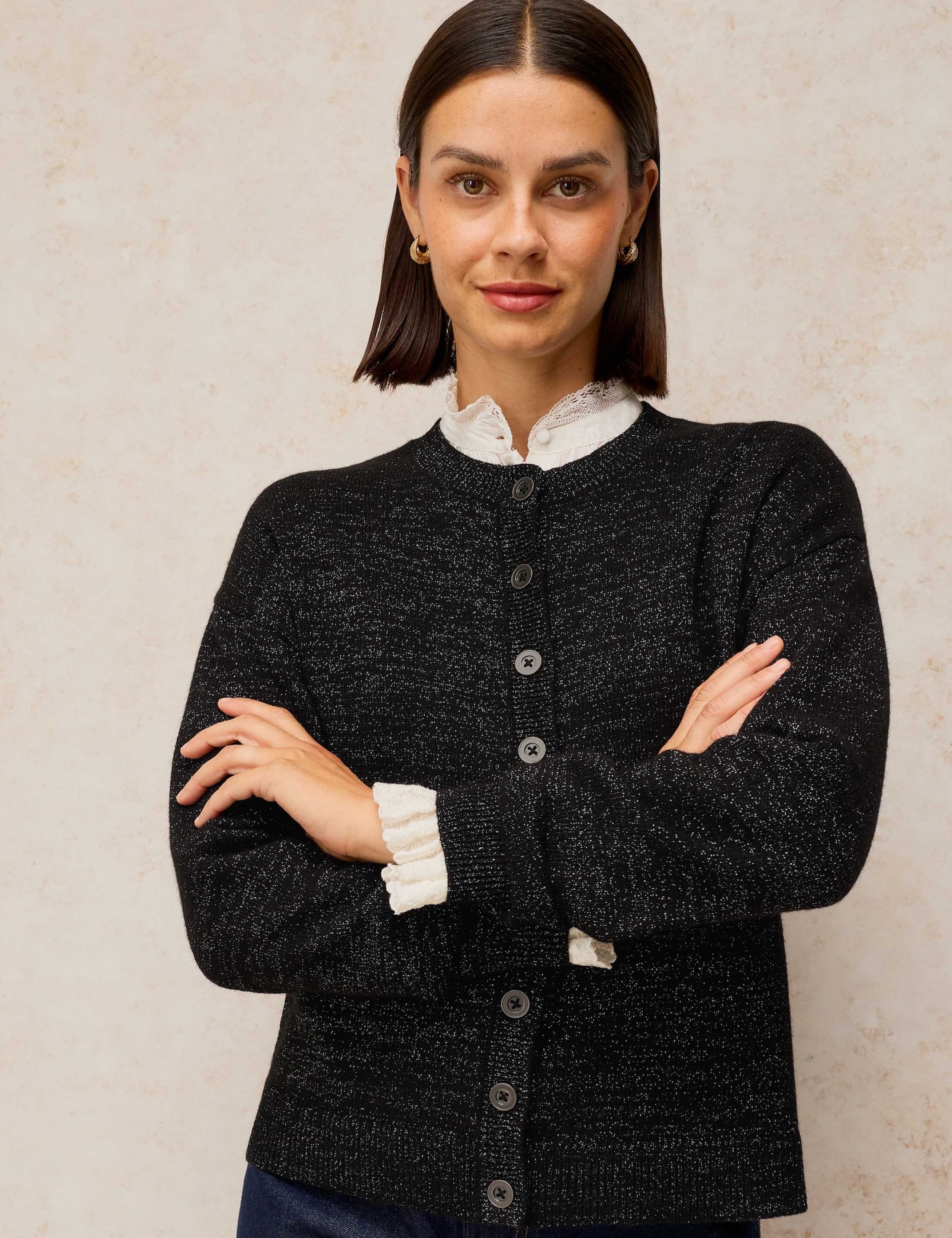 Sansa Wool Blend Sparkly Cardigan