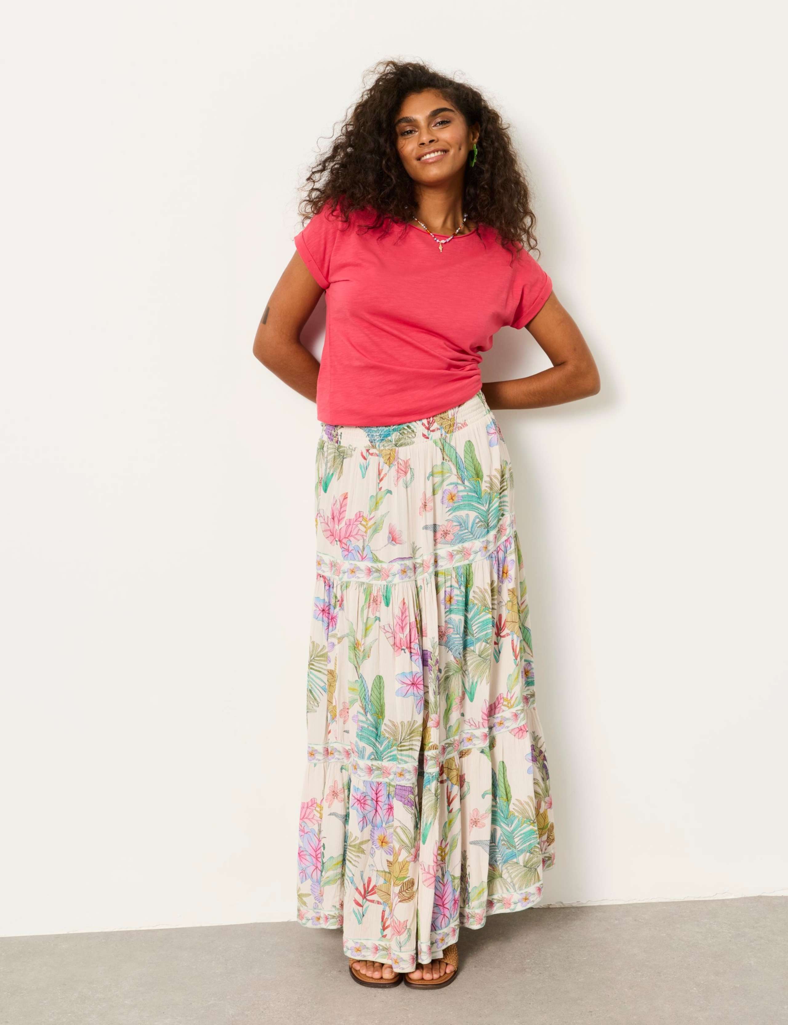 Floral Maxi Tiered Skirt
