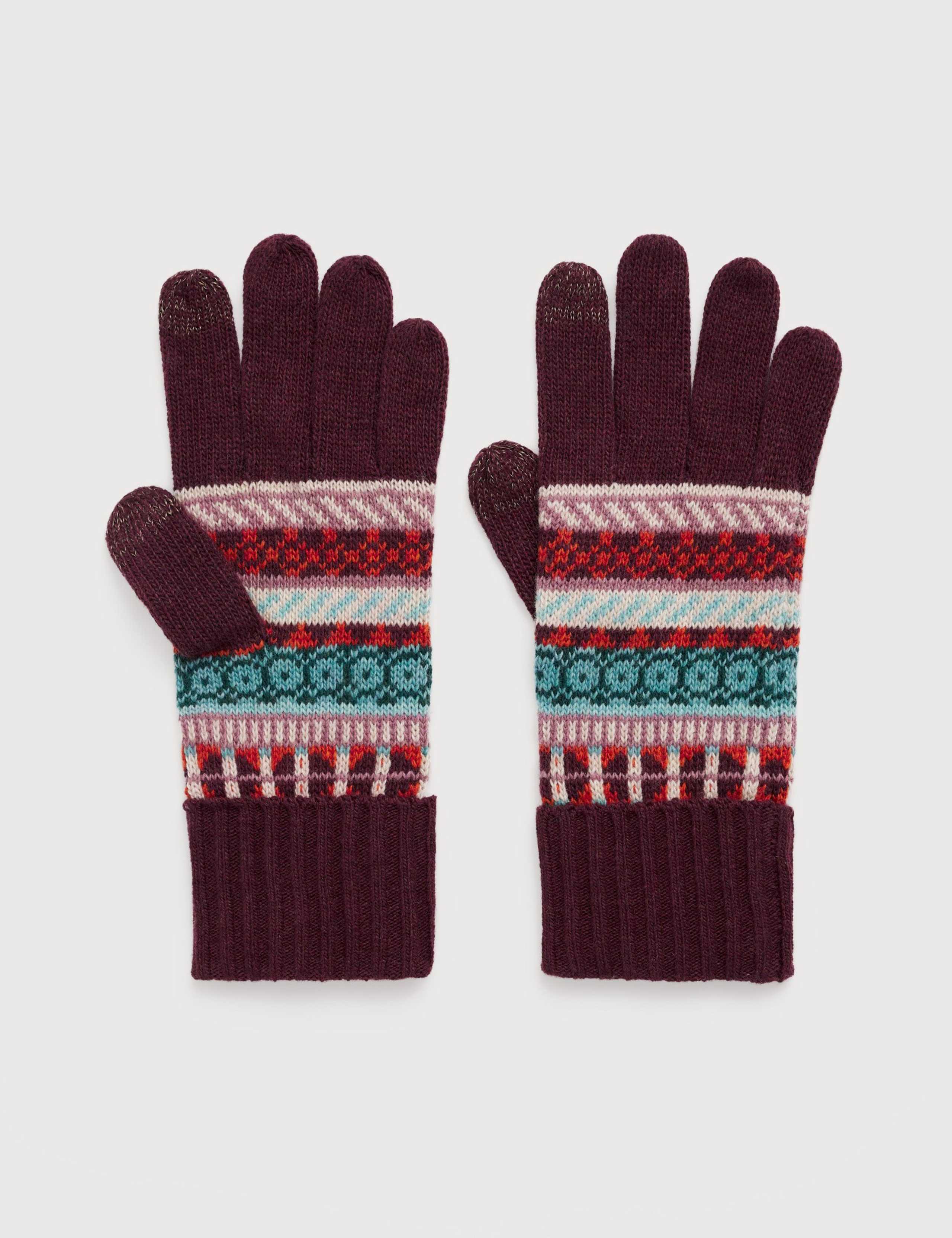 Knitted Fair Isle Gloves with Merino Wool