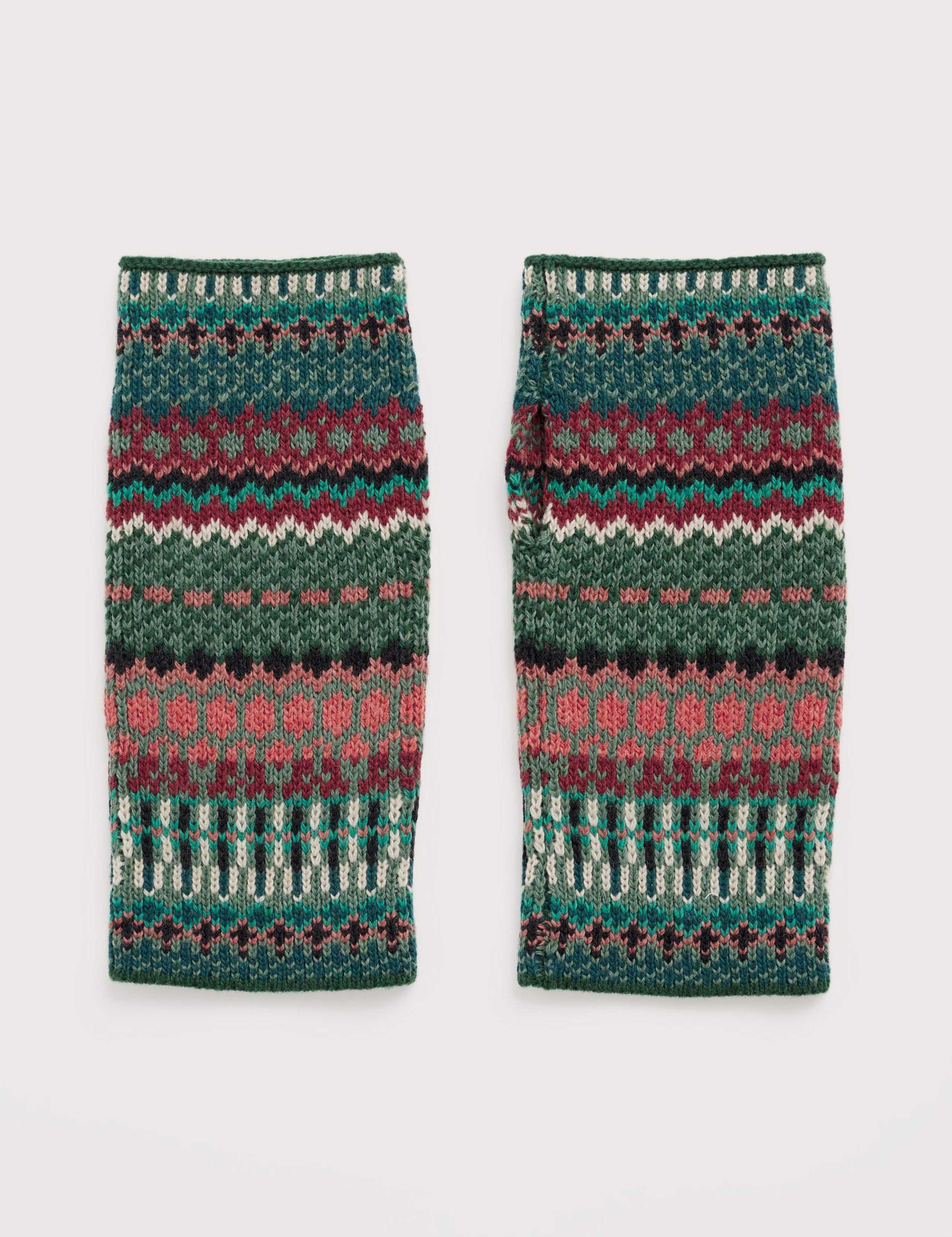 Jacquard Handwarmer Gloves with Merino Wool