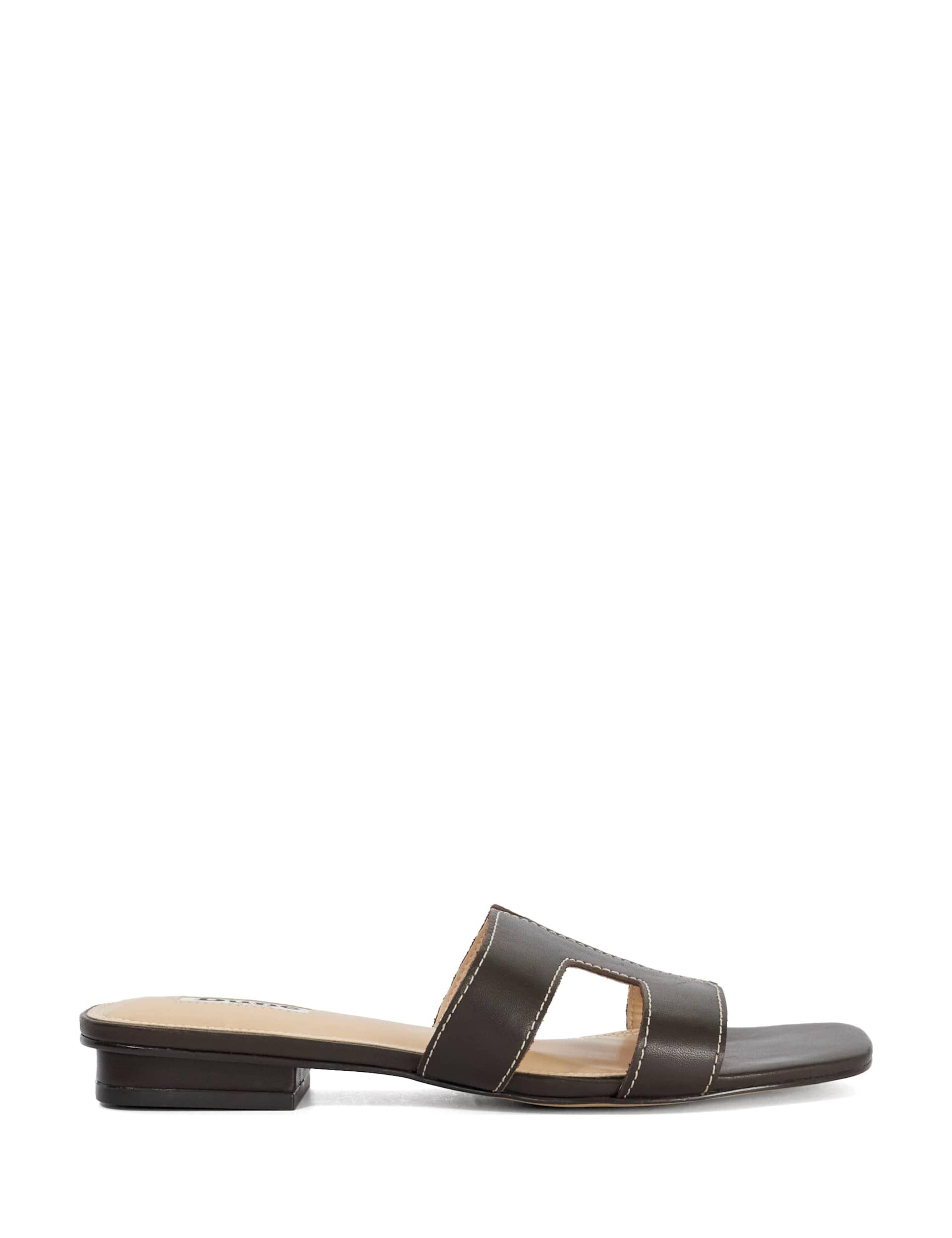 Leather Block Heel Sliders