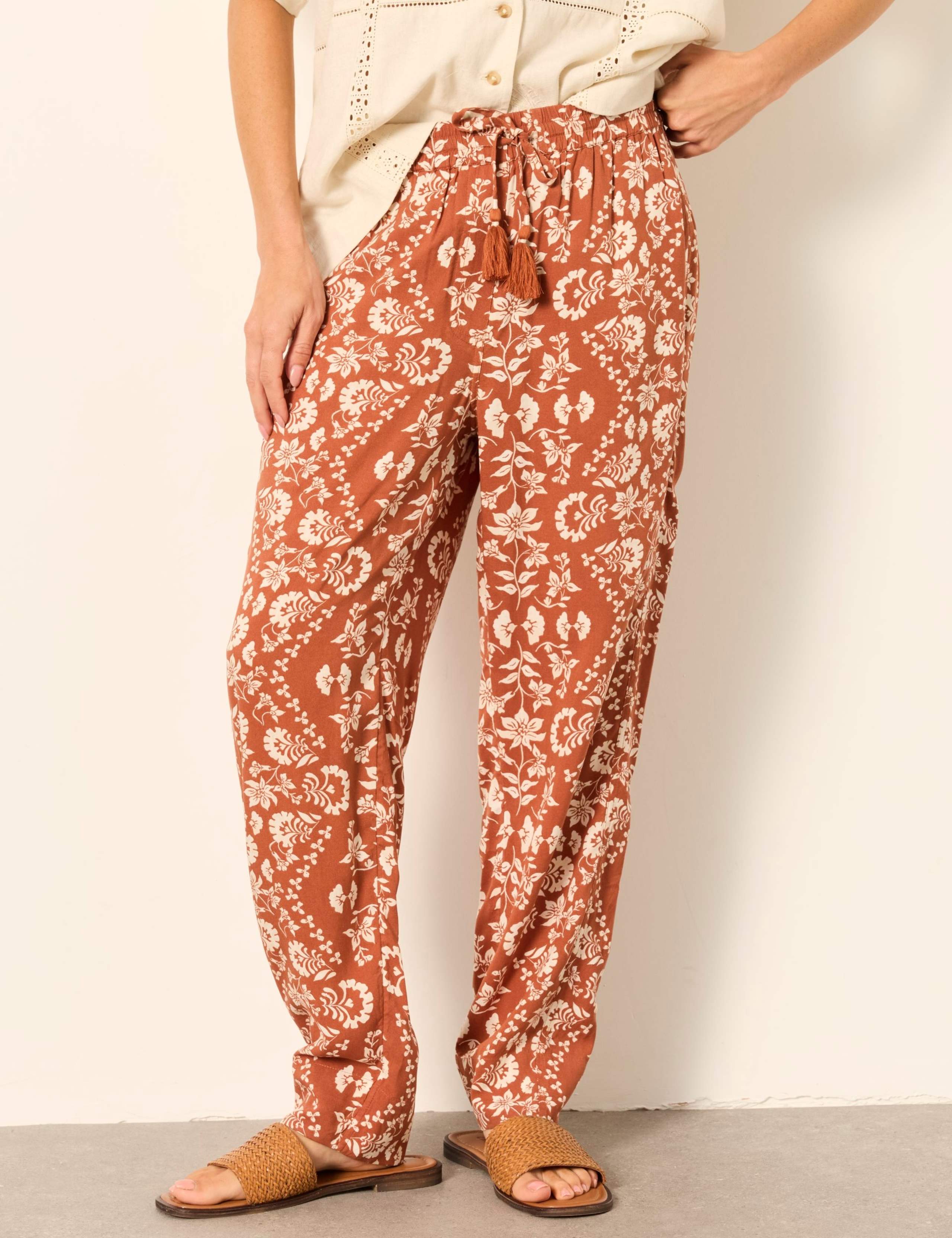 Floral Drawstring Pull On Trousers
