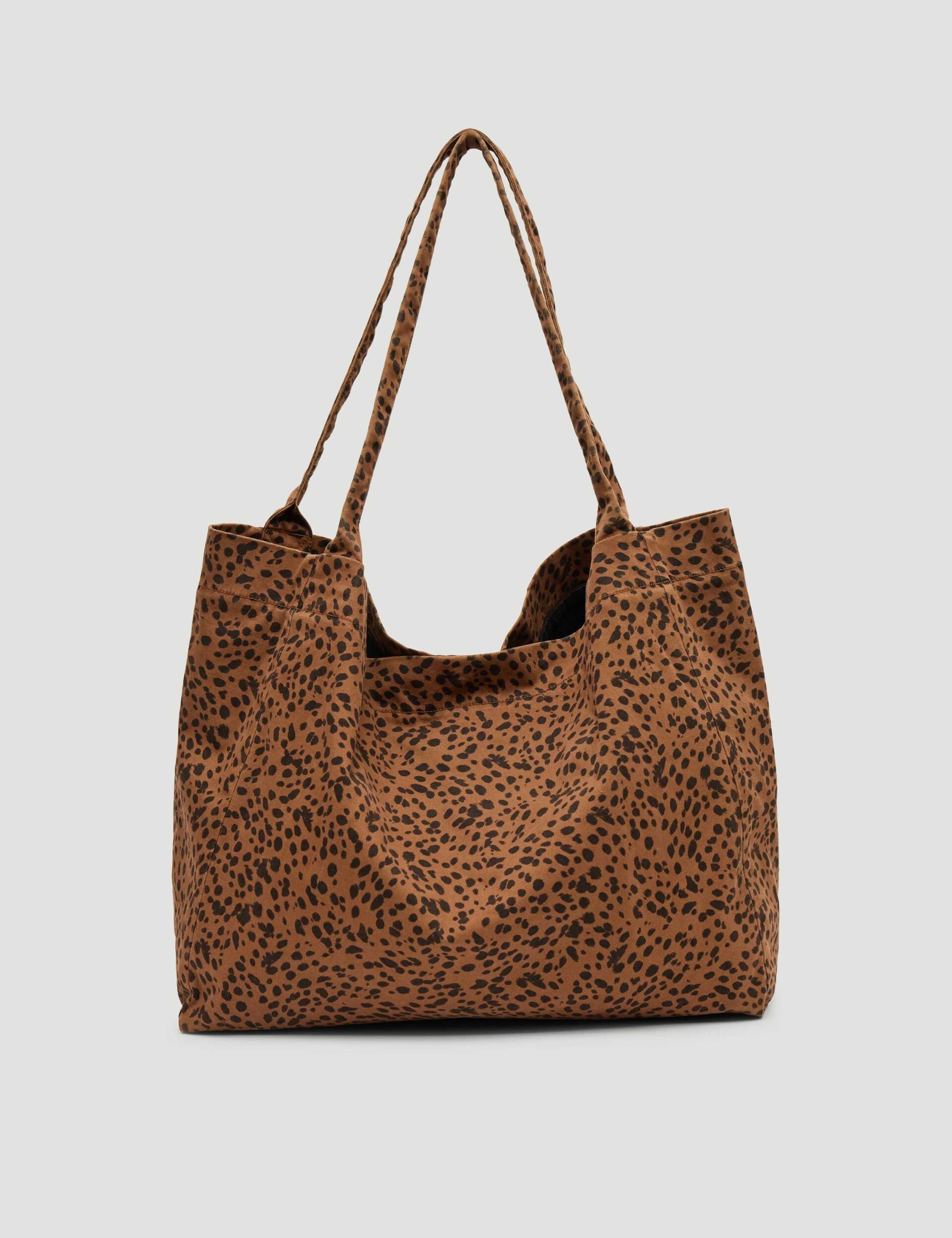 Pure Cotton Leopard Print Oversized Tote Bag