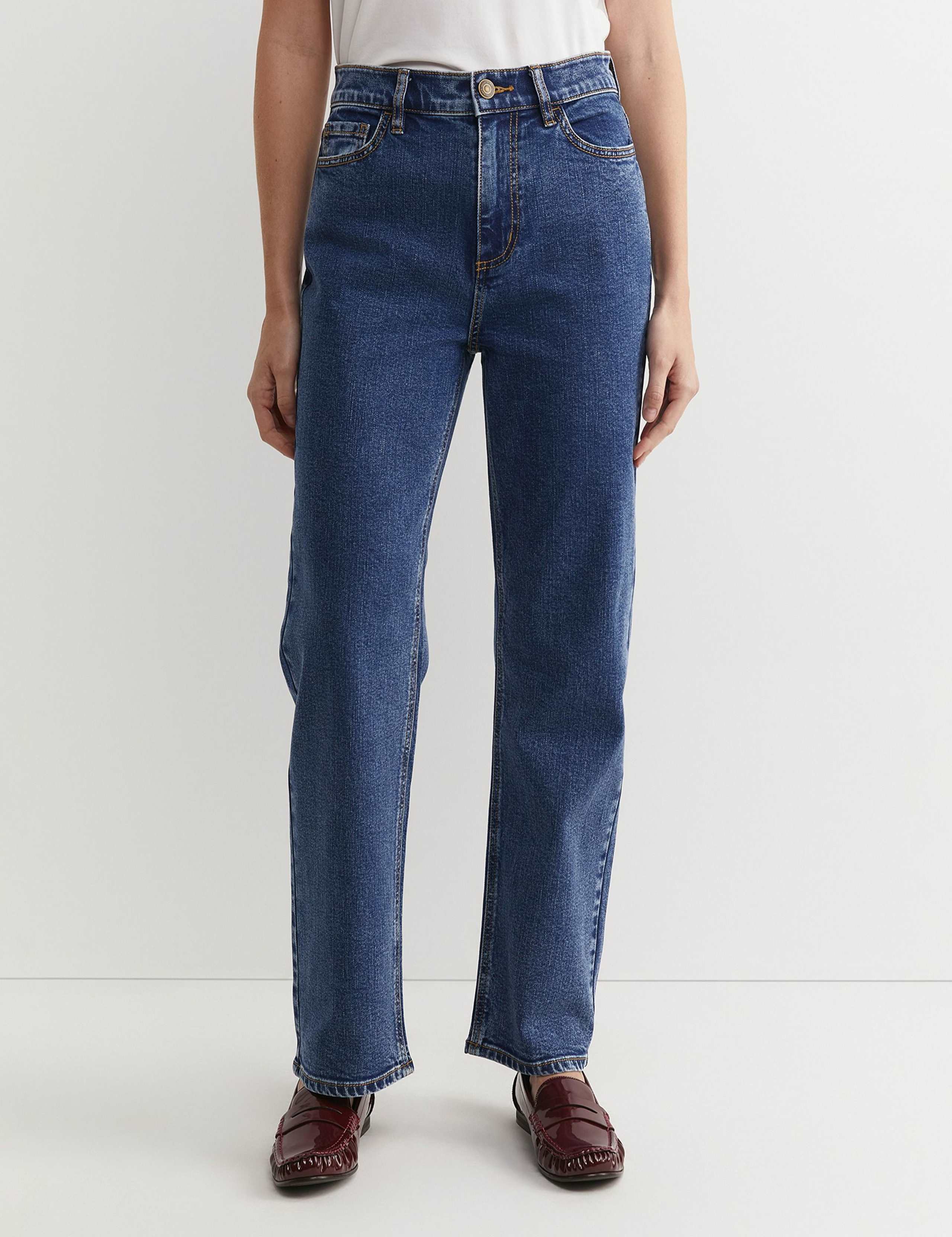 High Waisted Straight Leg Jeans