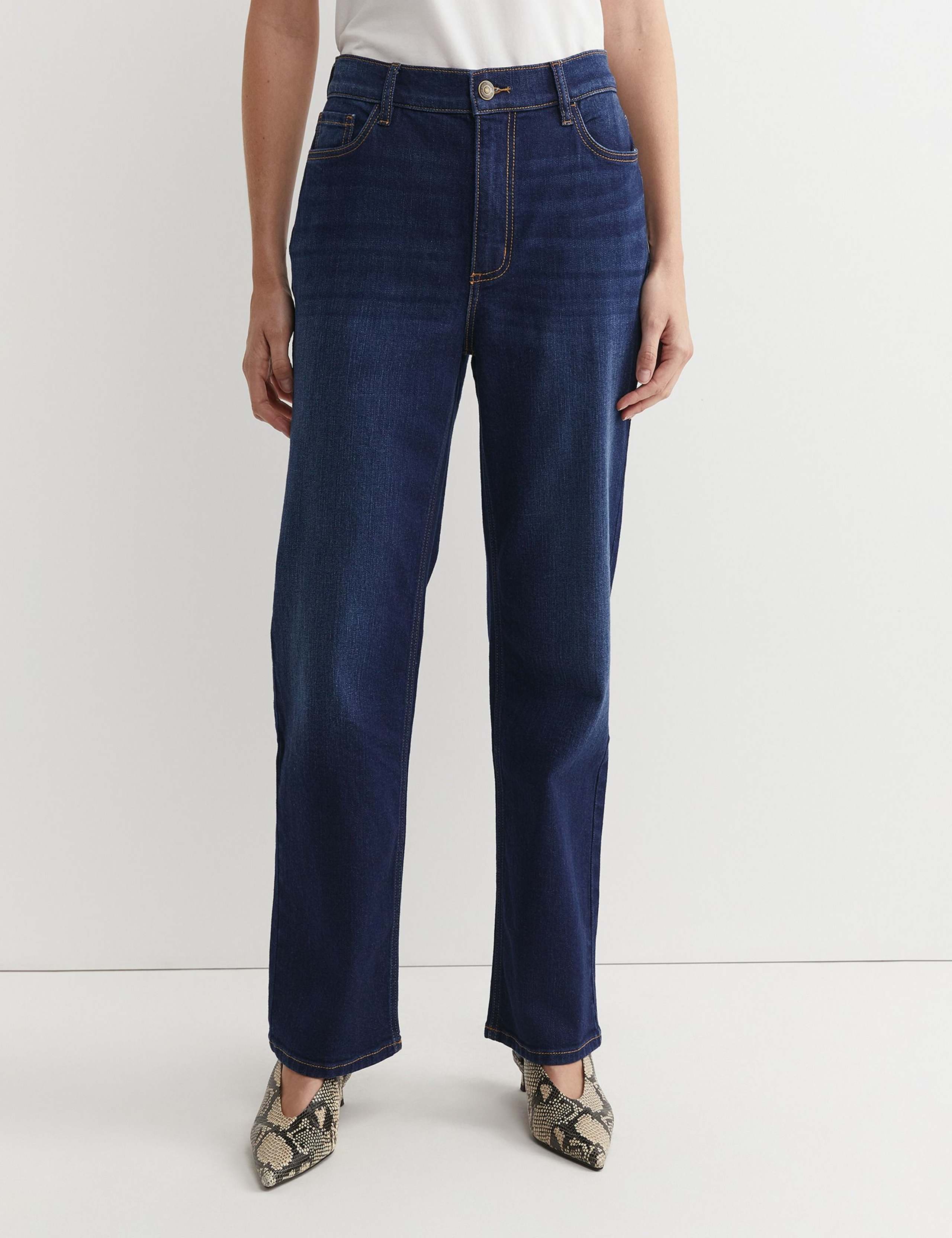 High Waisted Straight Leg Jeans