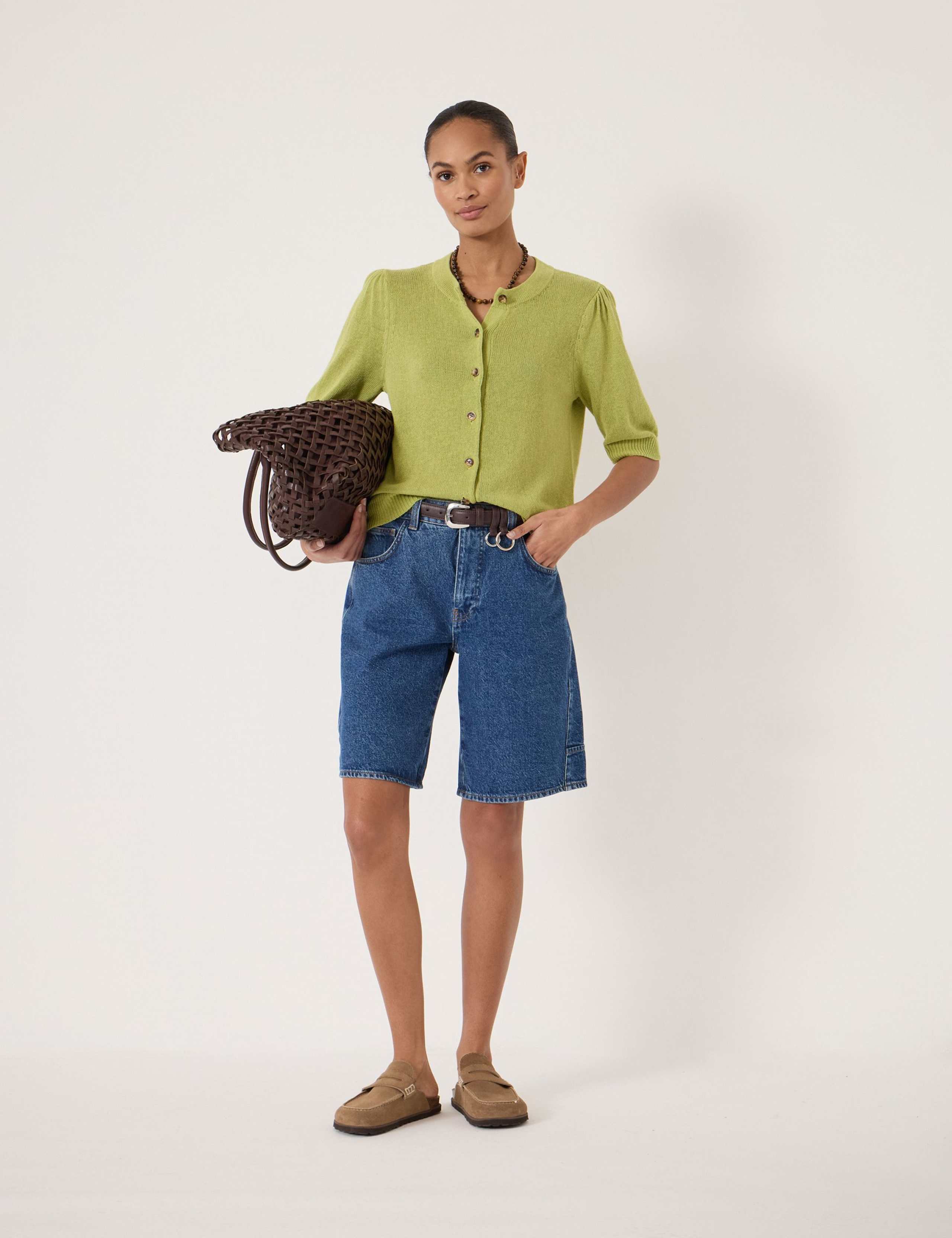 Celeste Linen and Cotton Short Sleeve Cardigan