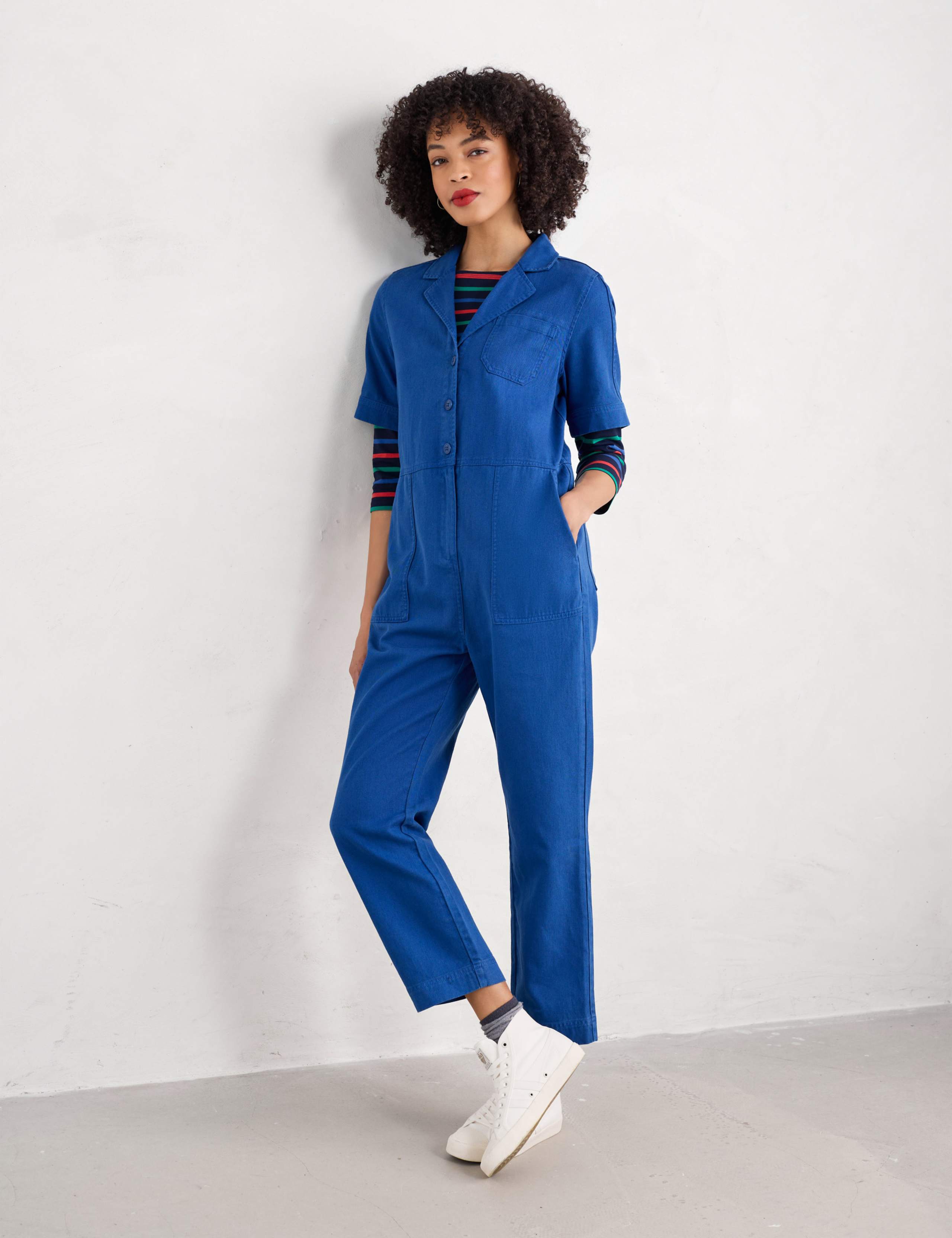 Linen Blend Cropped Jumpsuit