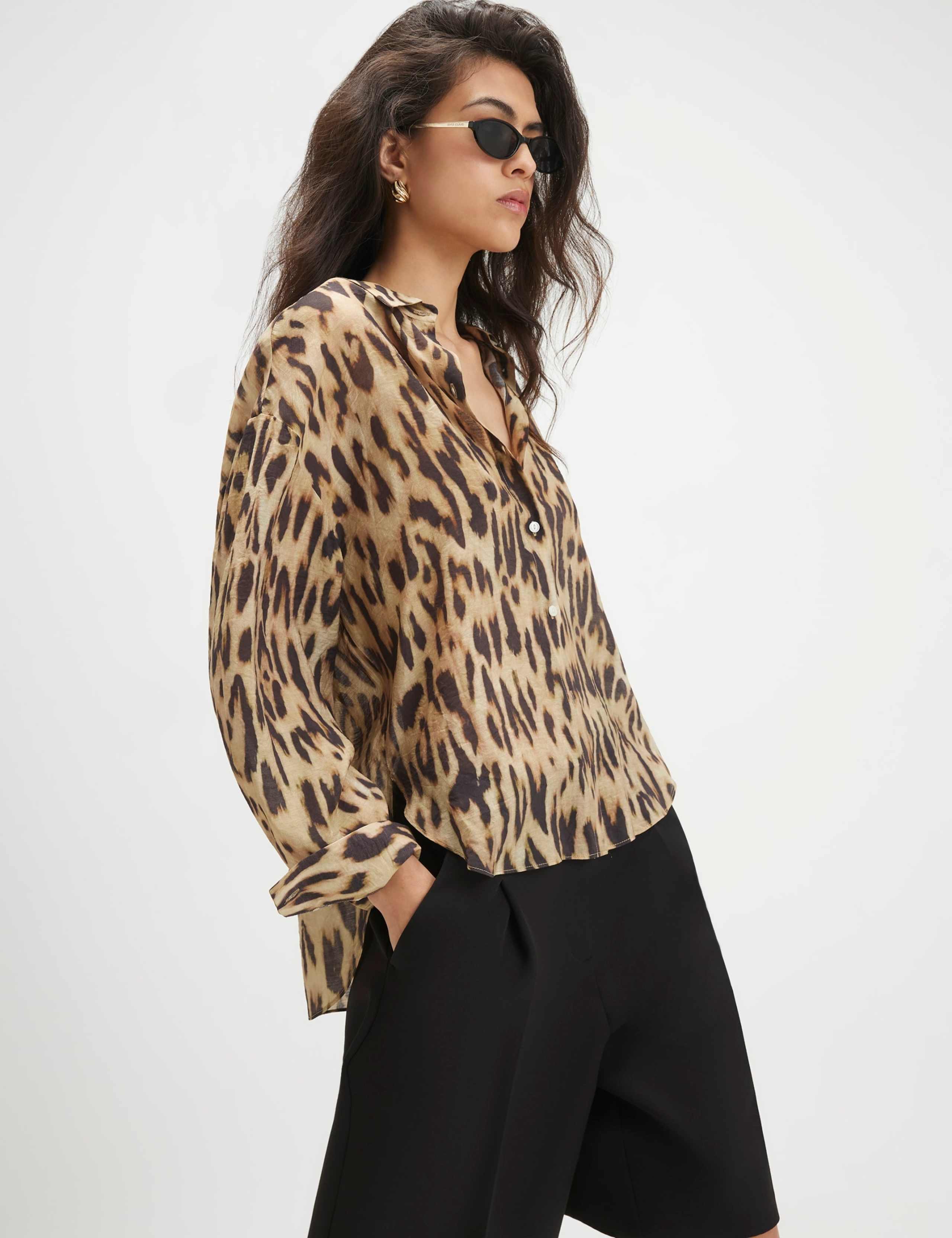 Animal Print Collared Shirt