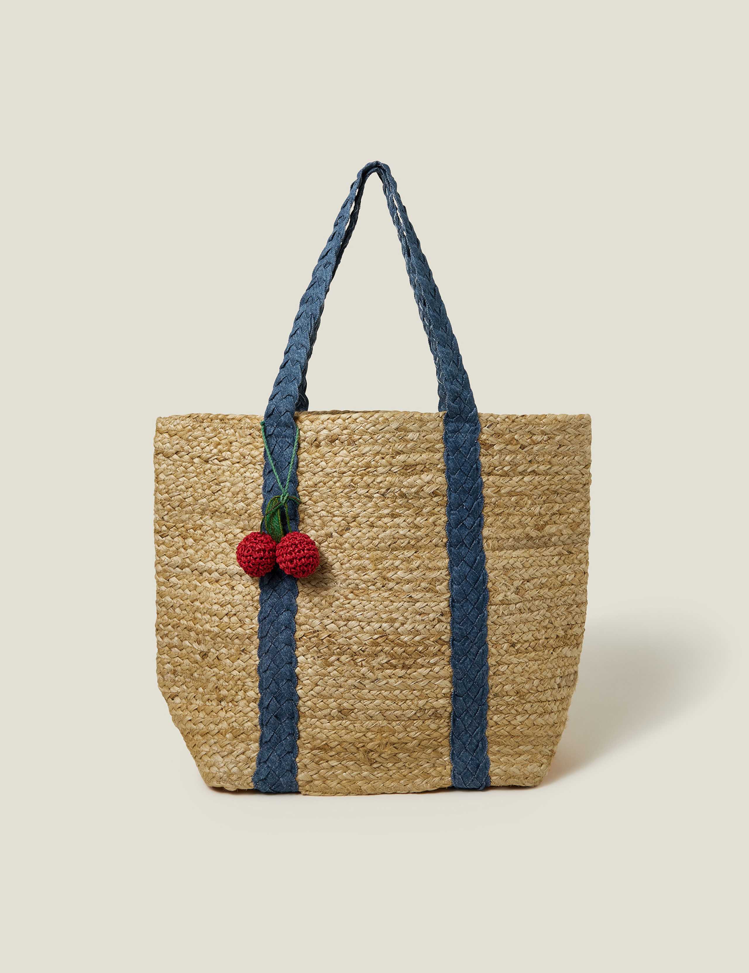 Jute Denim Strap Tote Bag