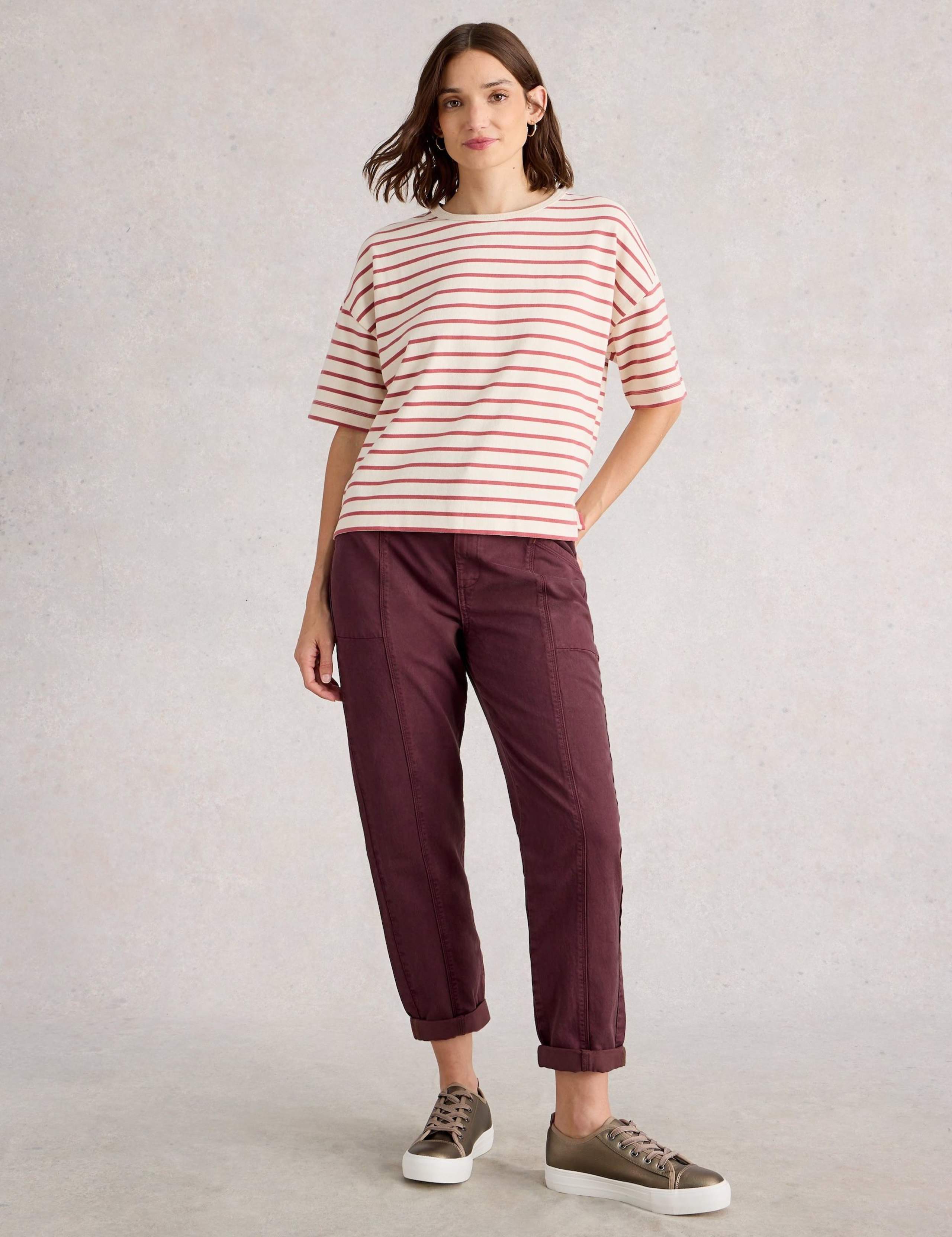 Cotton Rich Seam Detail Tapered Trousers