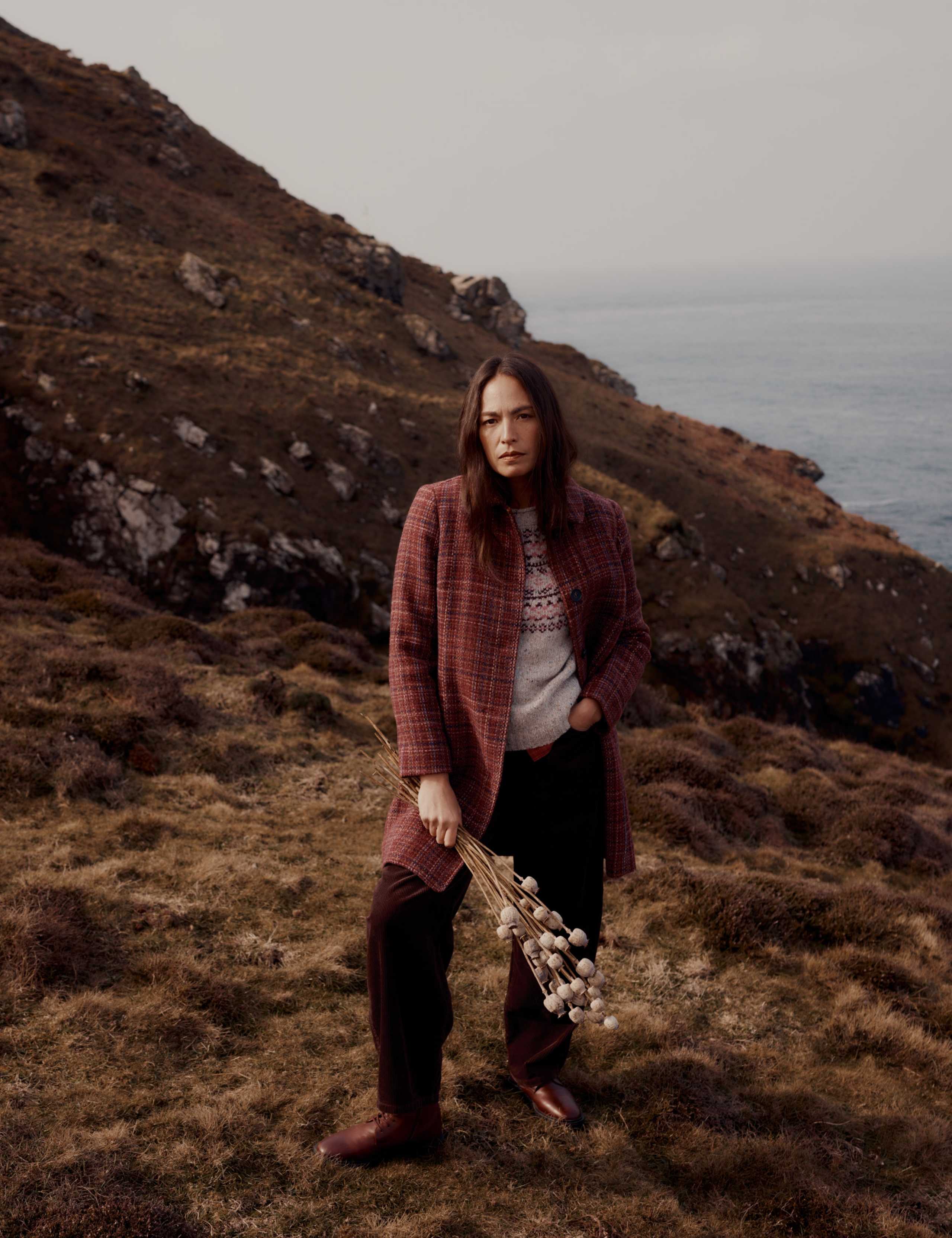 Wool Blend Checked Coat