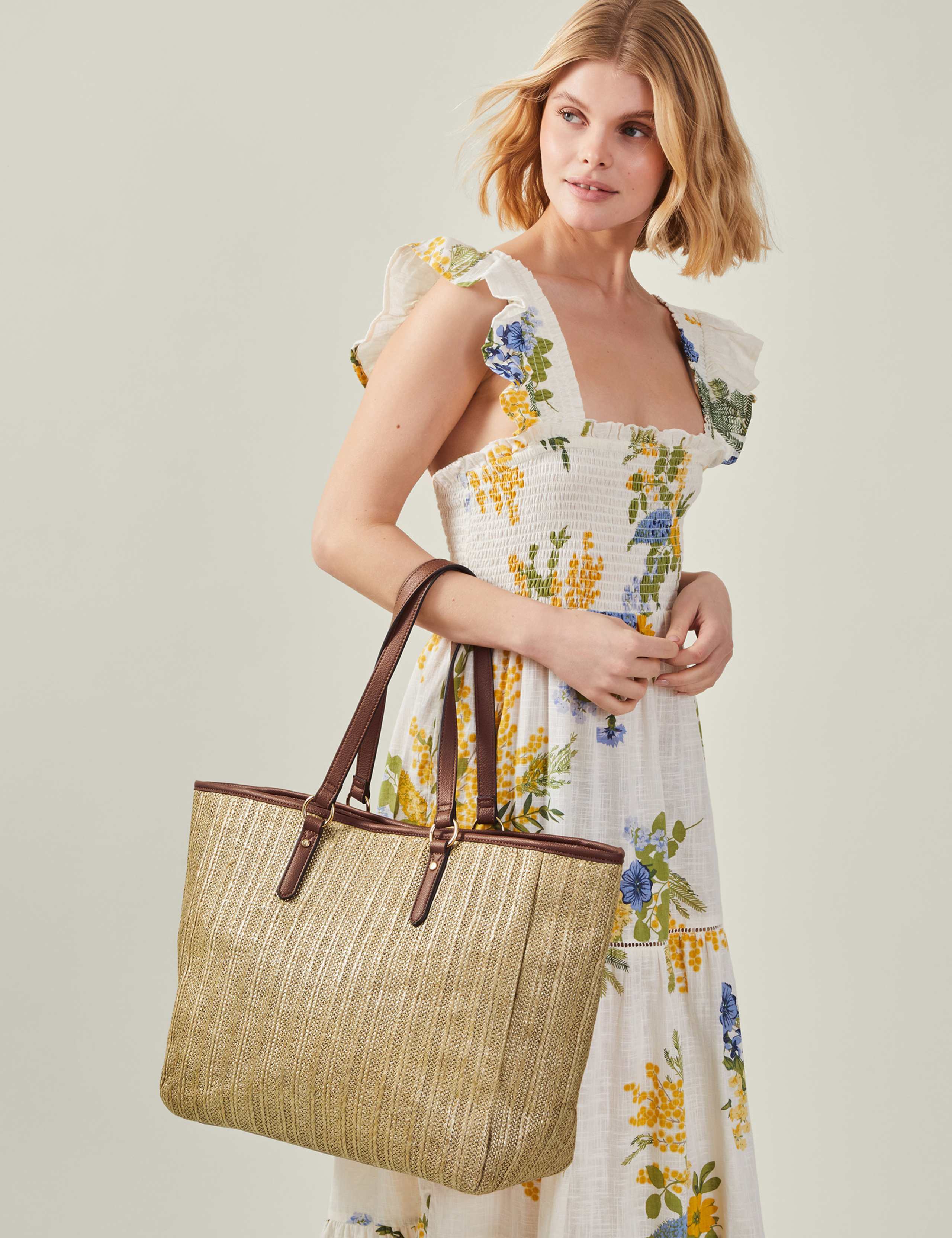 Raffia Metallic Shopper