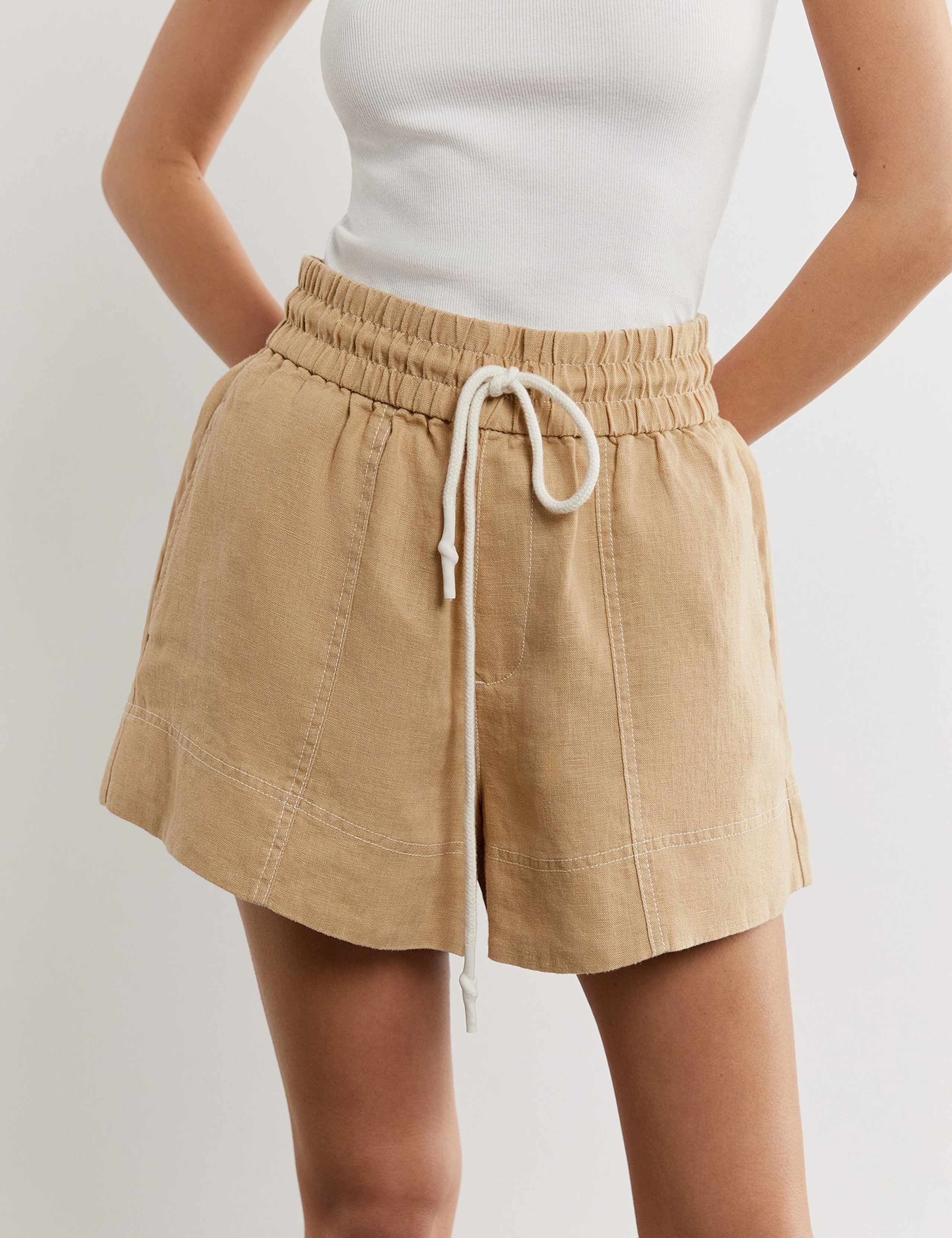 Pure Linen High Waisted Shorts